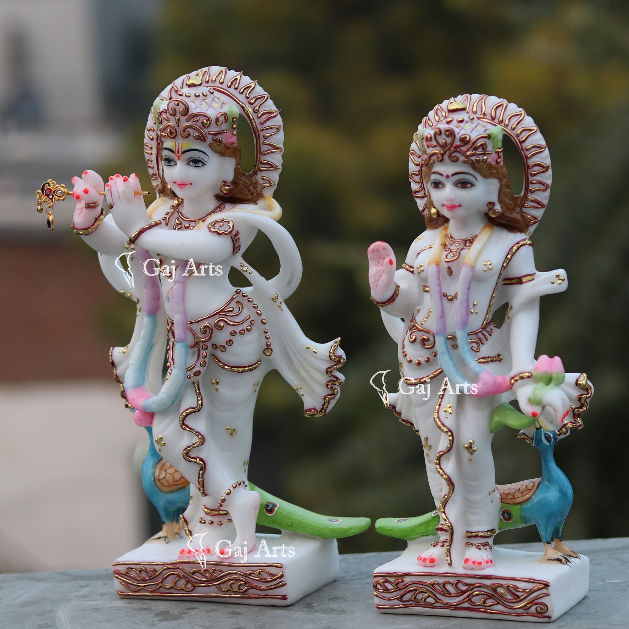 Radha Krishna Idol 12 Inch | White Marble