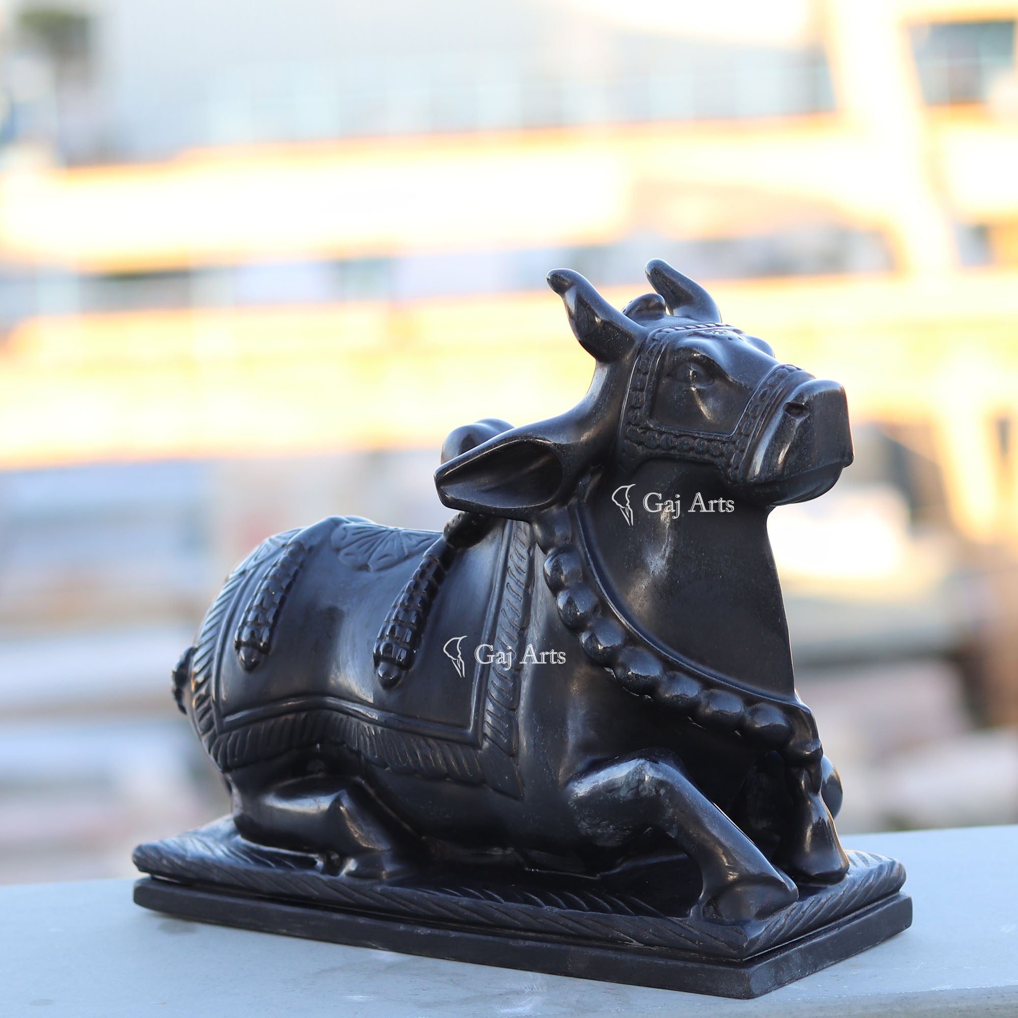 Black Marble Nandi Idol | 12 Inch