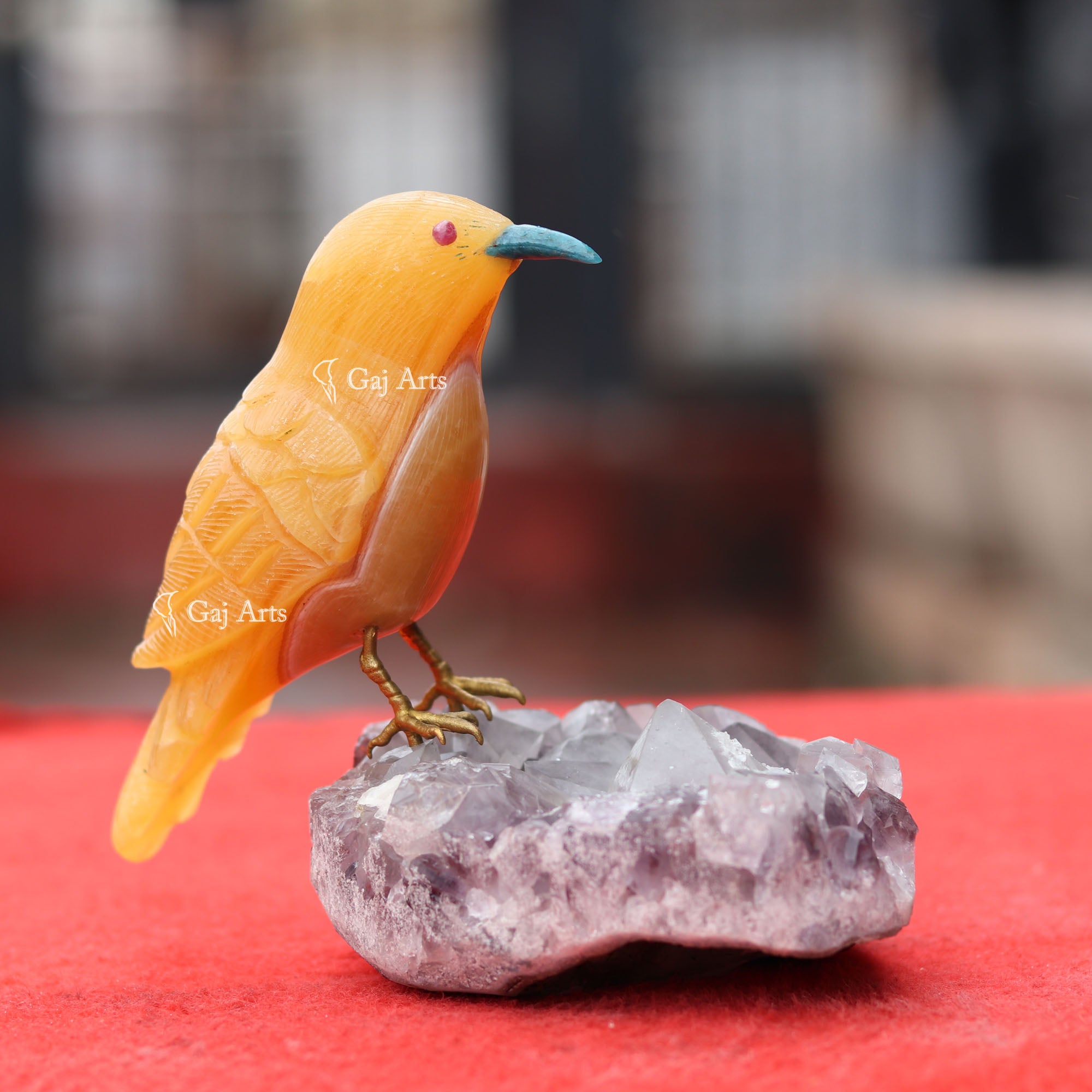 Yellow Quartz Bird Sculpture | 6 Inch