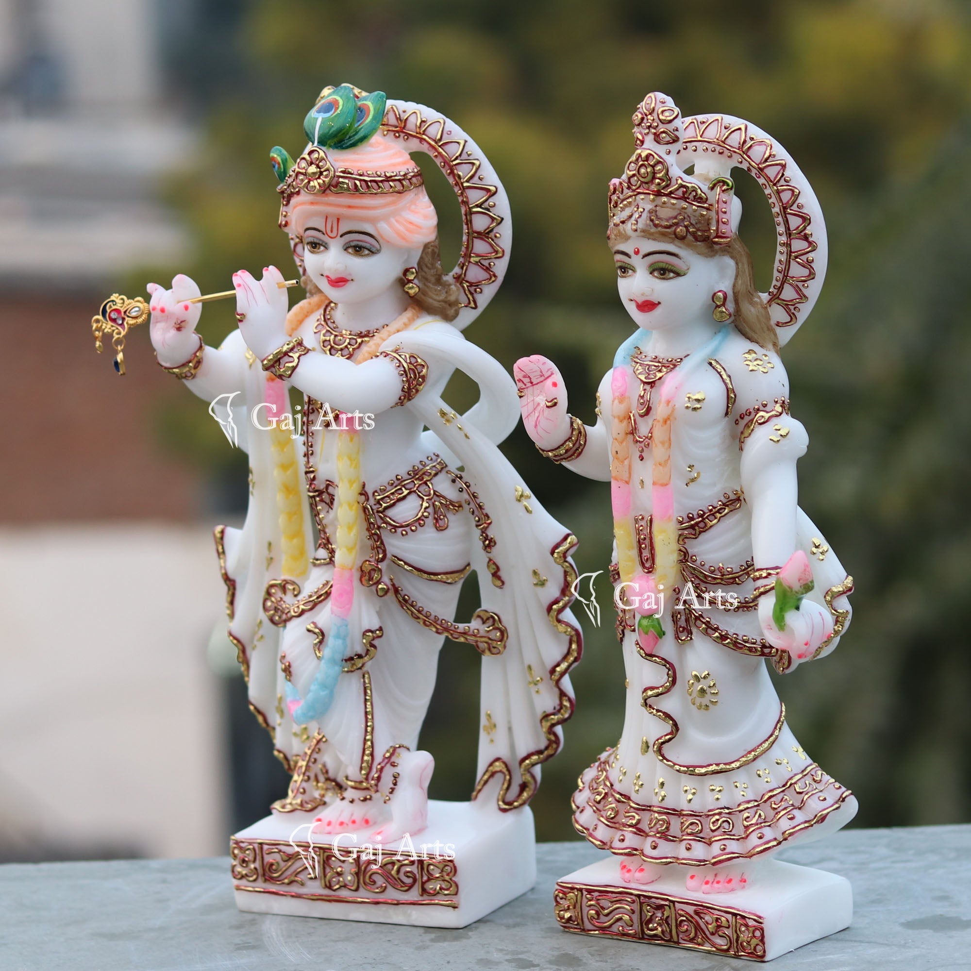 White Marble Radha Krishna Jodi | 12 Inch