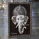 White Korean Marble Ganpati Wall Panel Silver Art | 48 Inch