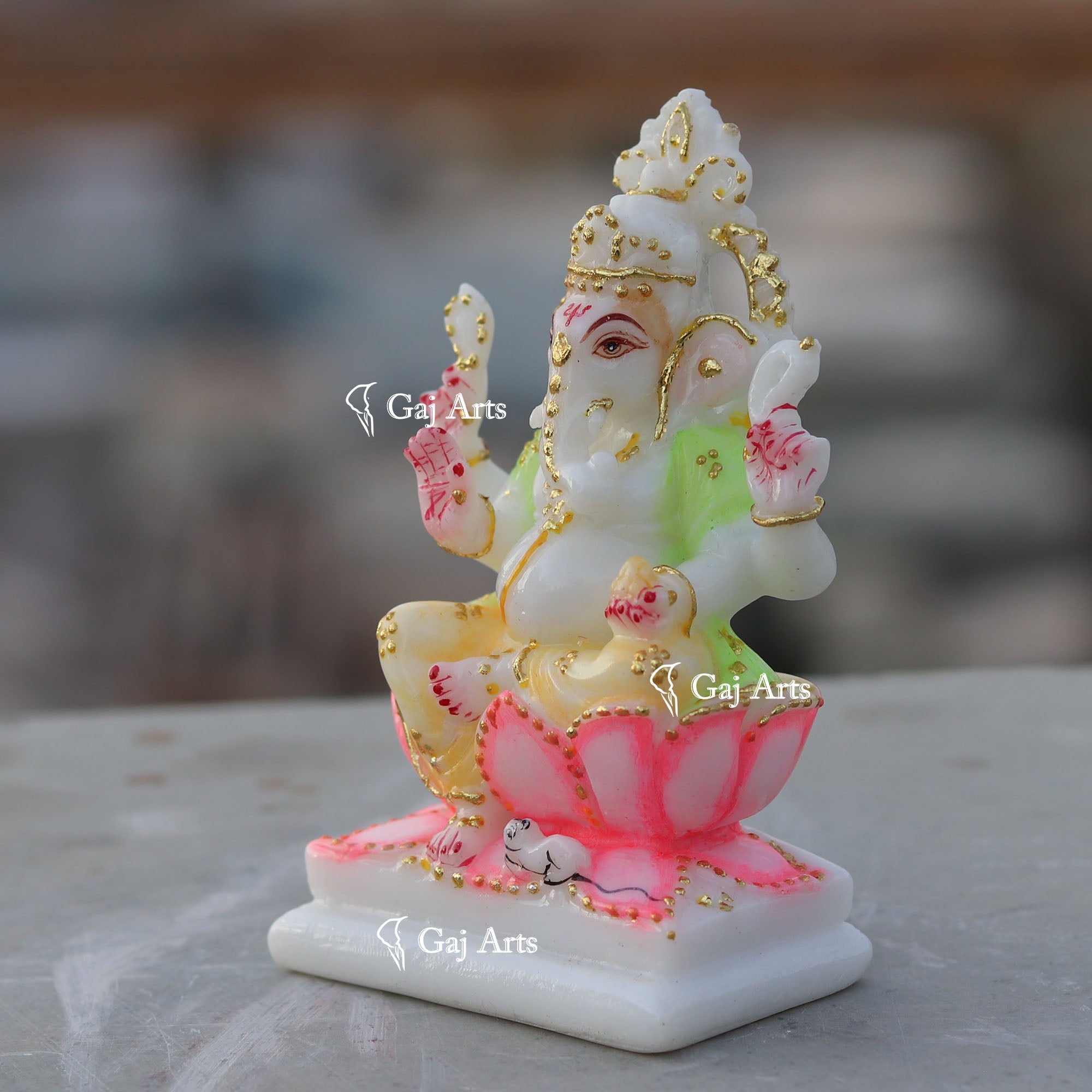 White Ethiopia Marble Ganesh Murti | 4 Inch