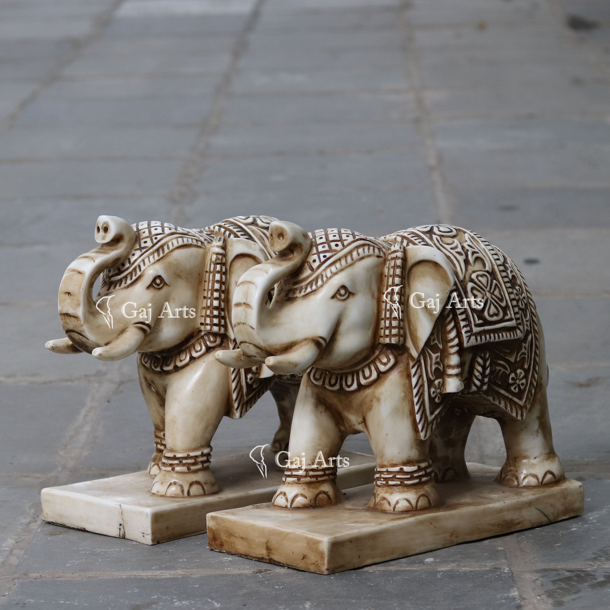 White Marble Elephant Idol | 18 Inch