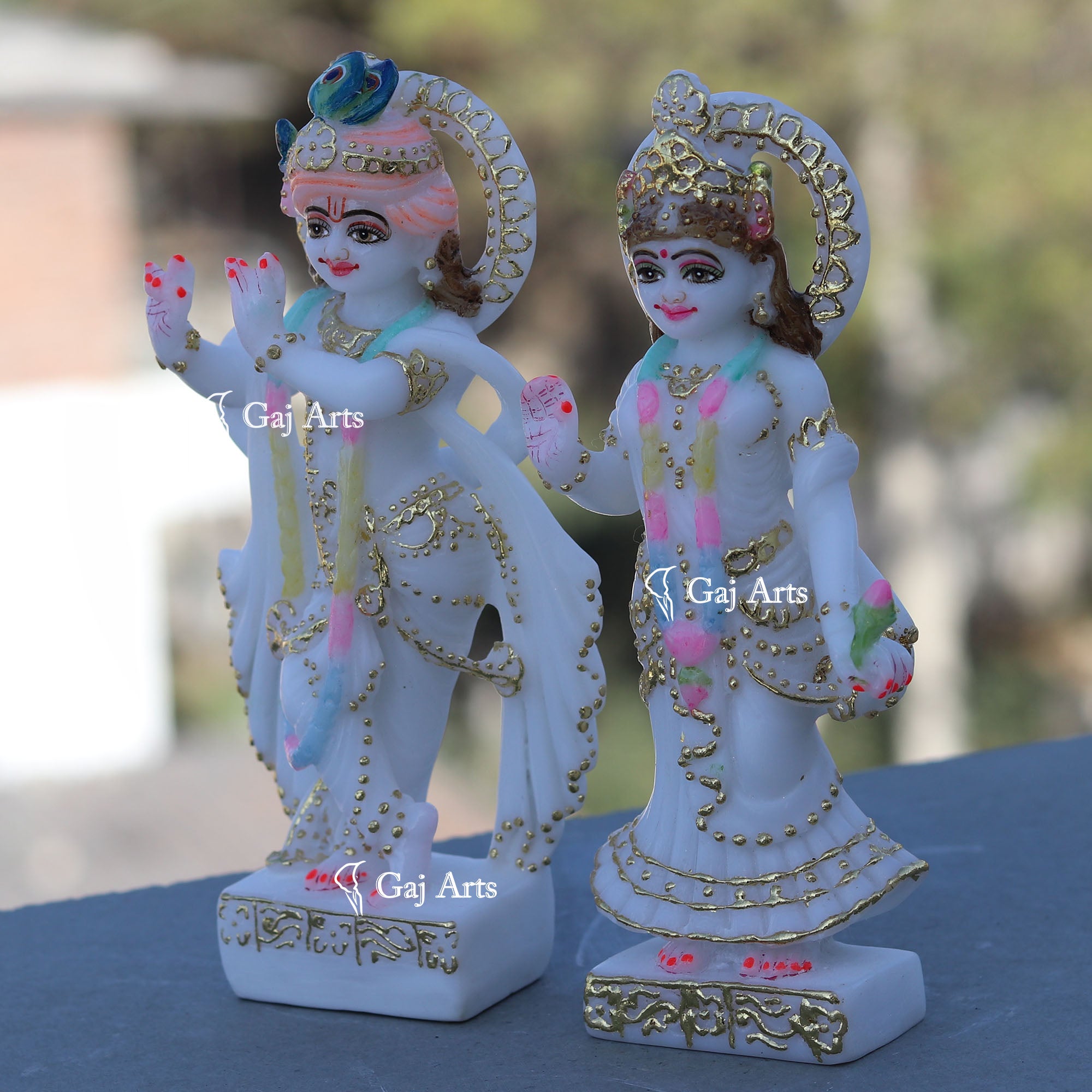 White Marble Radha Krishna Idol | 7 Inch