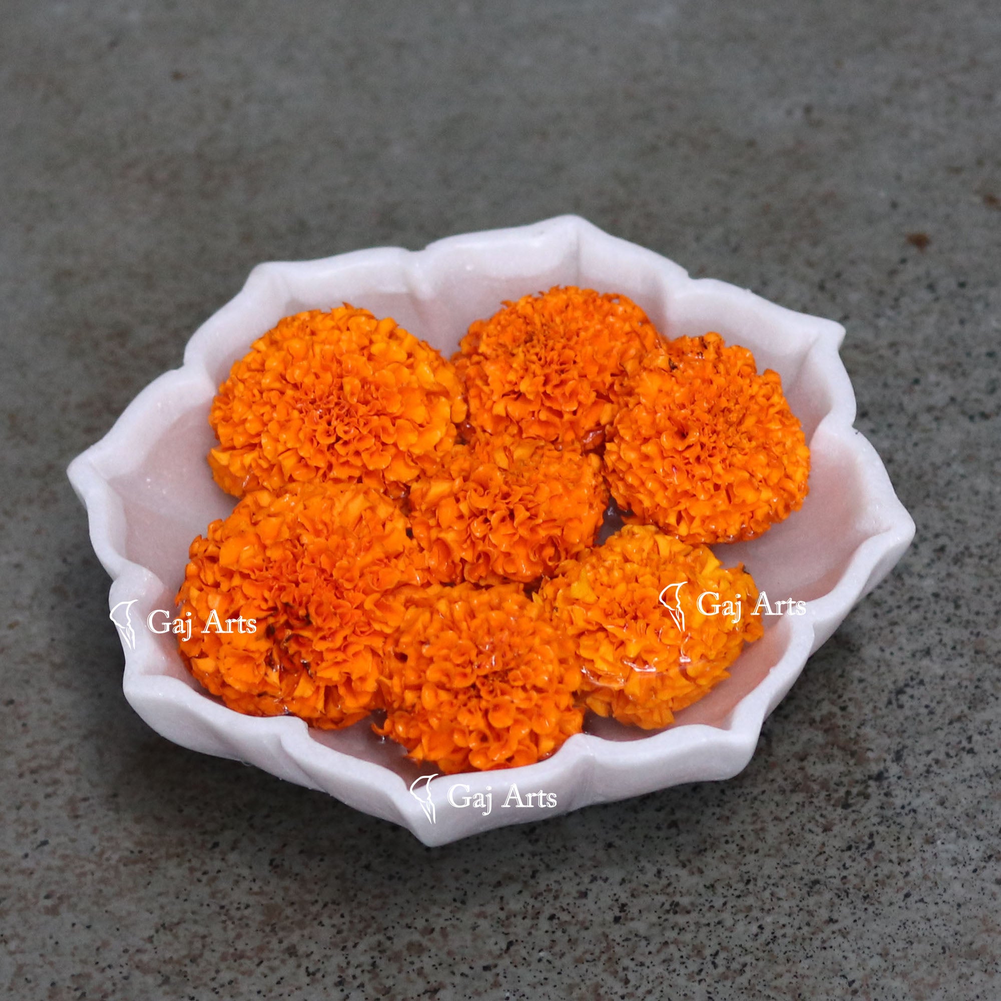 White Marble Designer Petal Bowl | 7 Inch