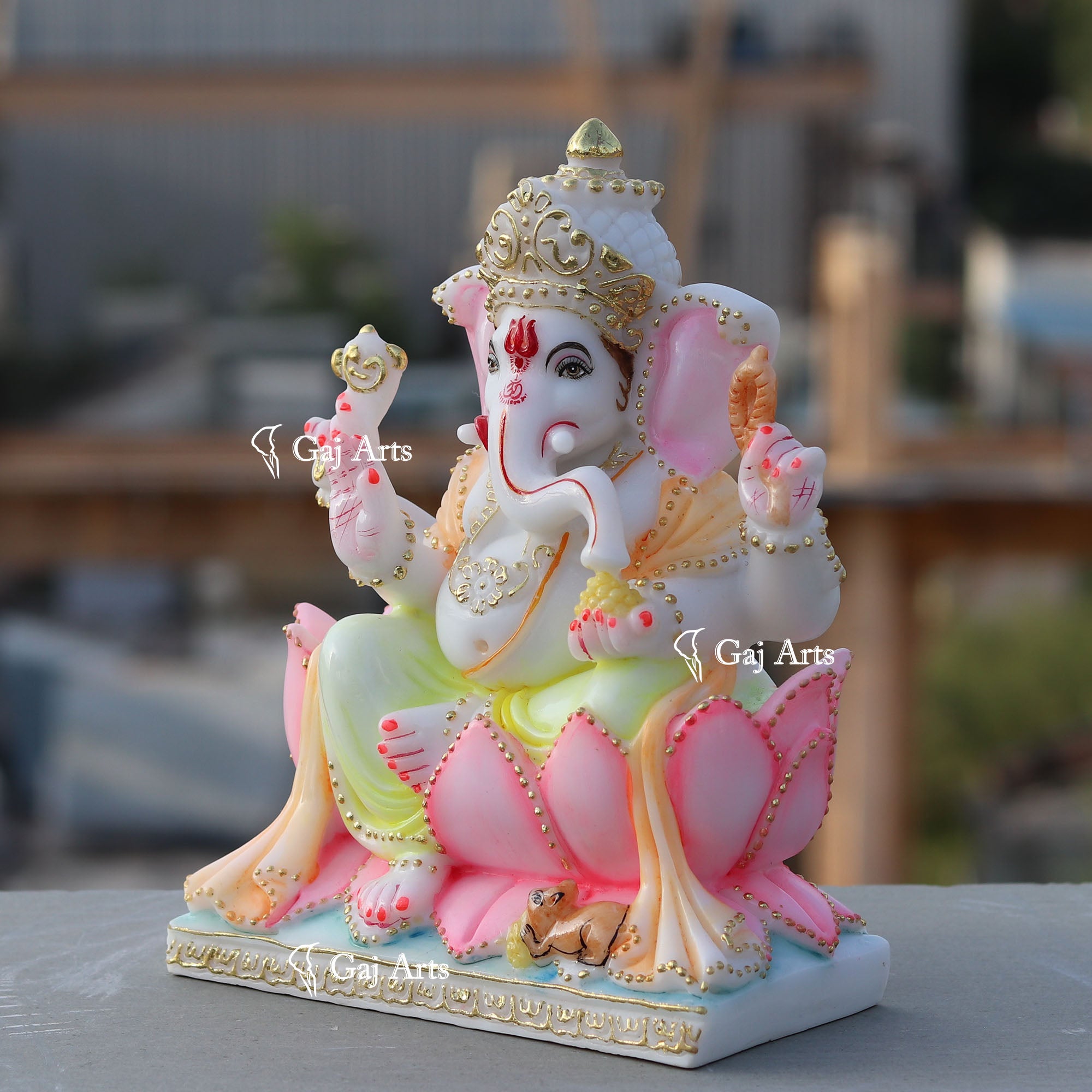 White Marble  Ethiopia Ganesh Murti | 9 Inch