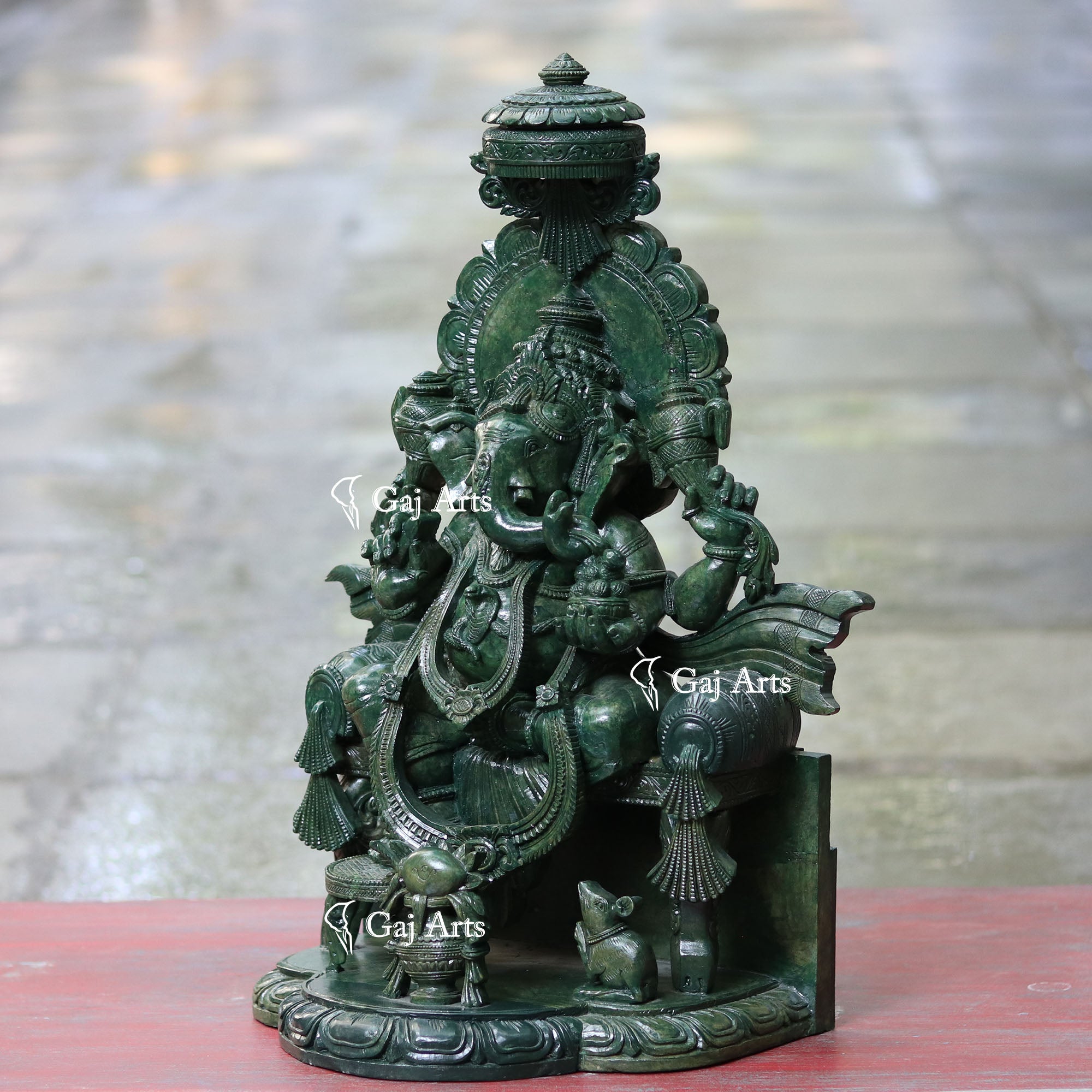 Natural Green Quartz Ganesh Murti | 21 Inch