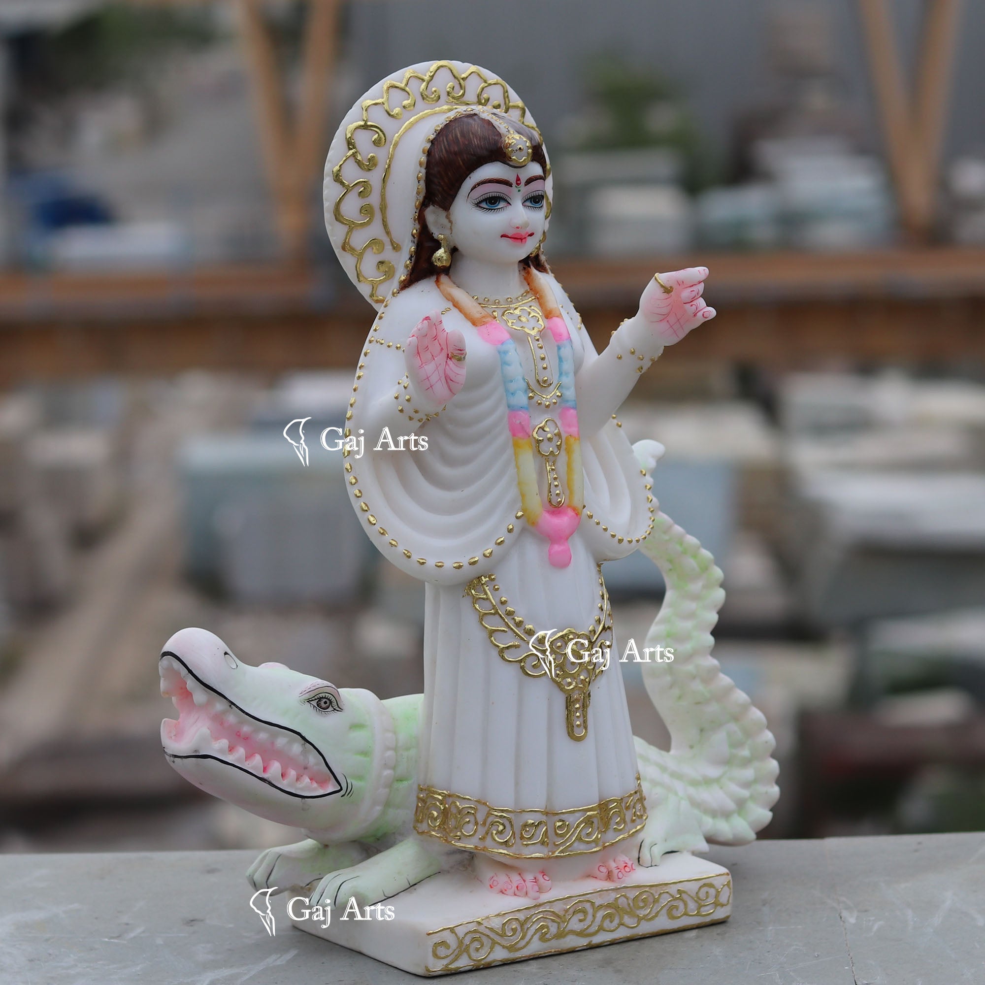 White Marble Ethiopia Khodiyar Maa Idol | 15 Inch