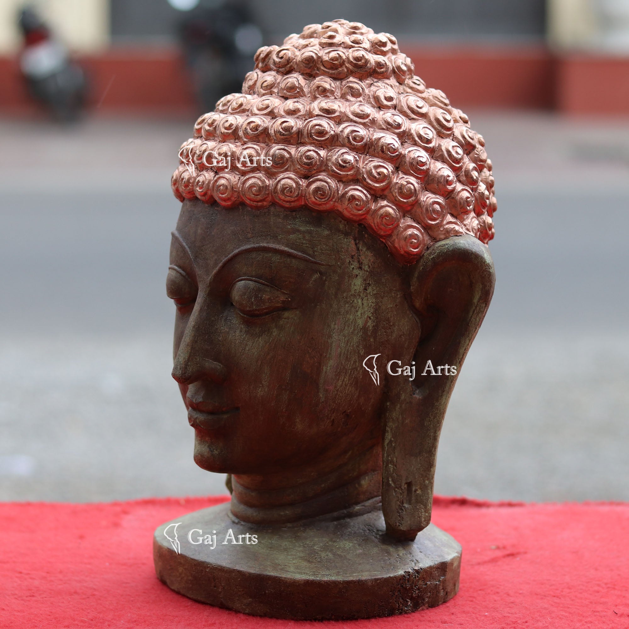 Sandstone Buddha Head Idol | 15 Inch