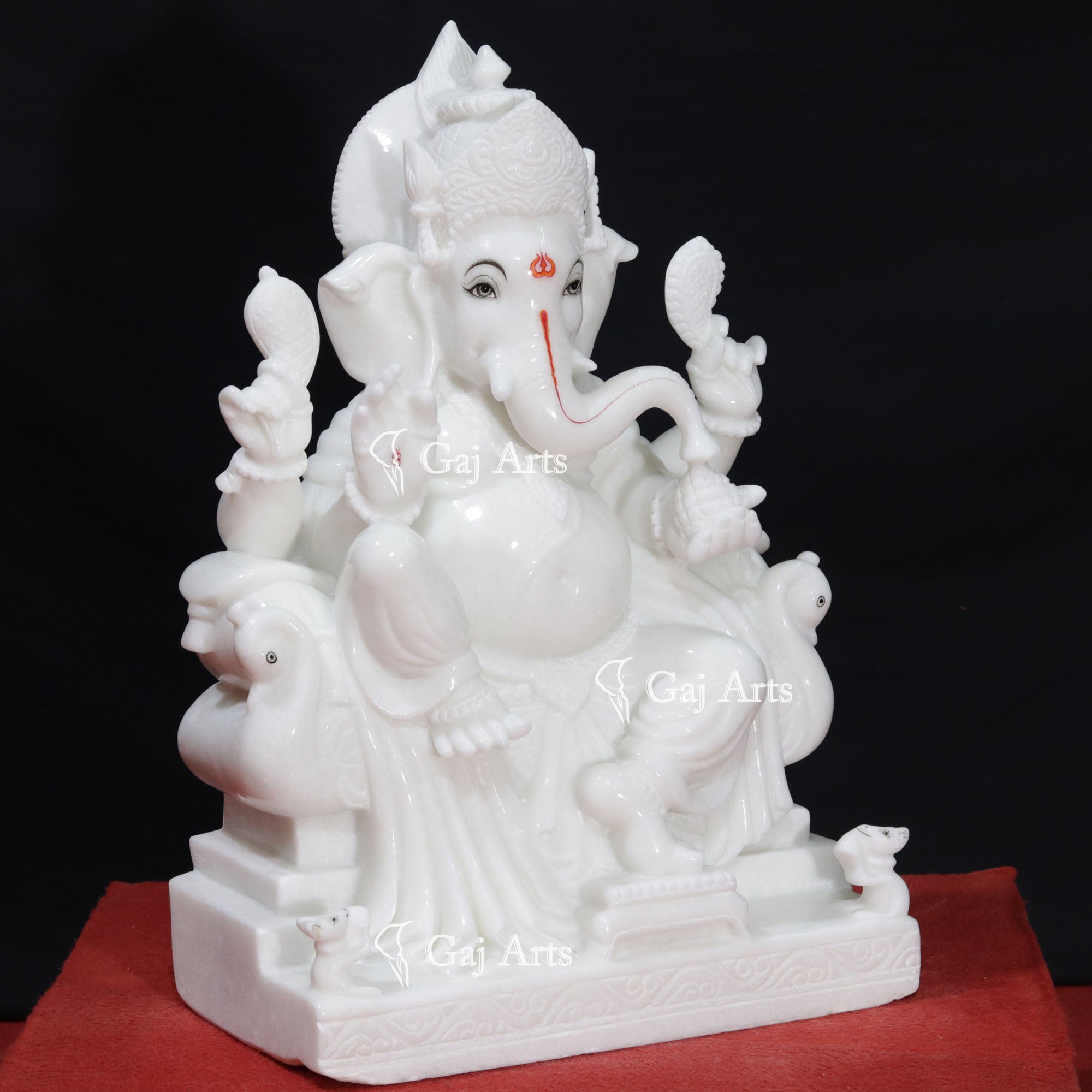 Super White Makrana Marble Ganesh Murti | 24 Inch