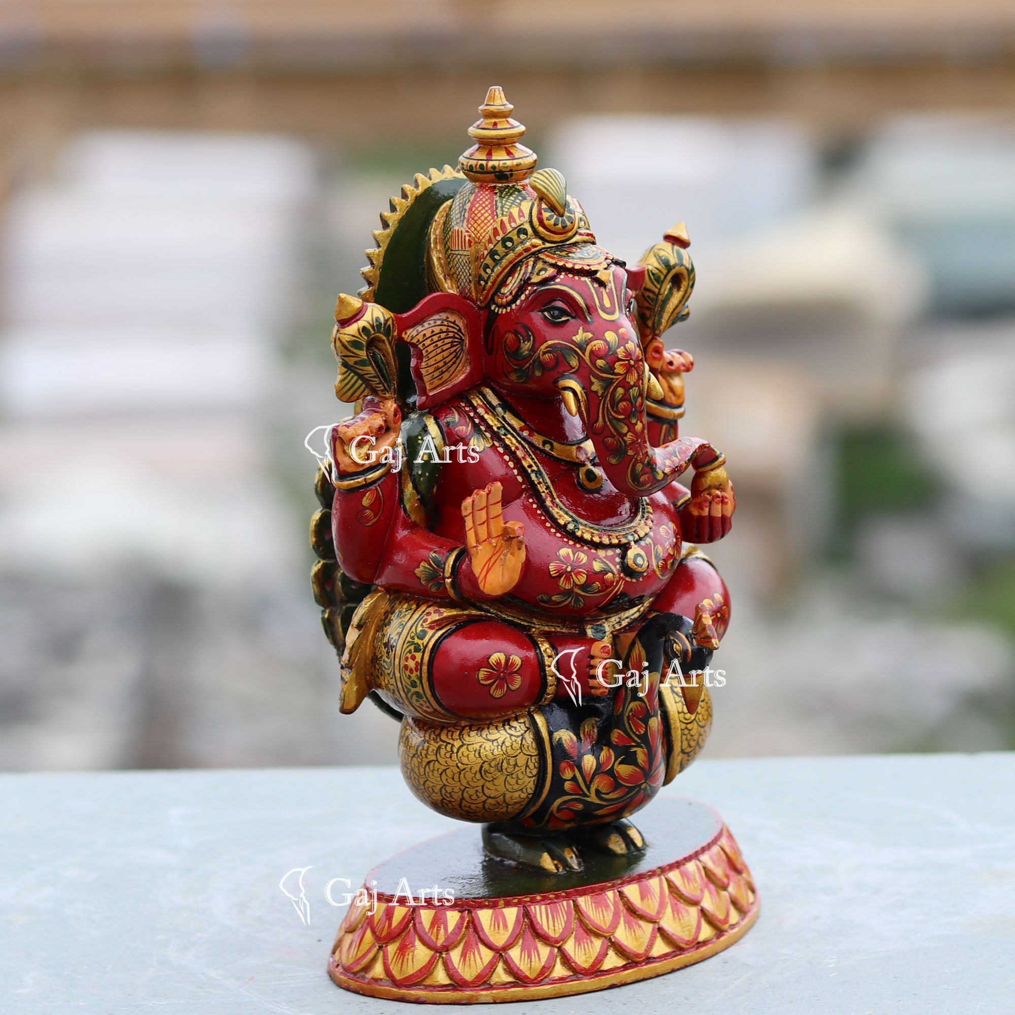 Handcrafted Wooden Ganesh Idol | 9 Inch