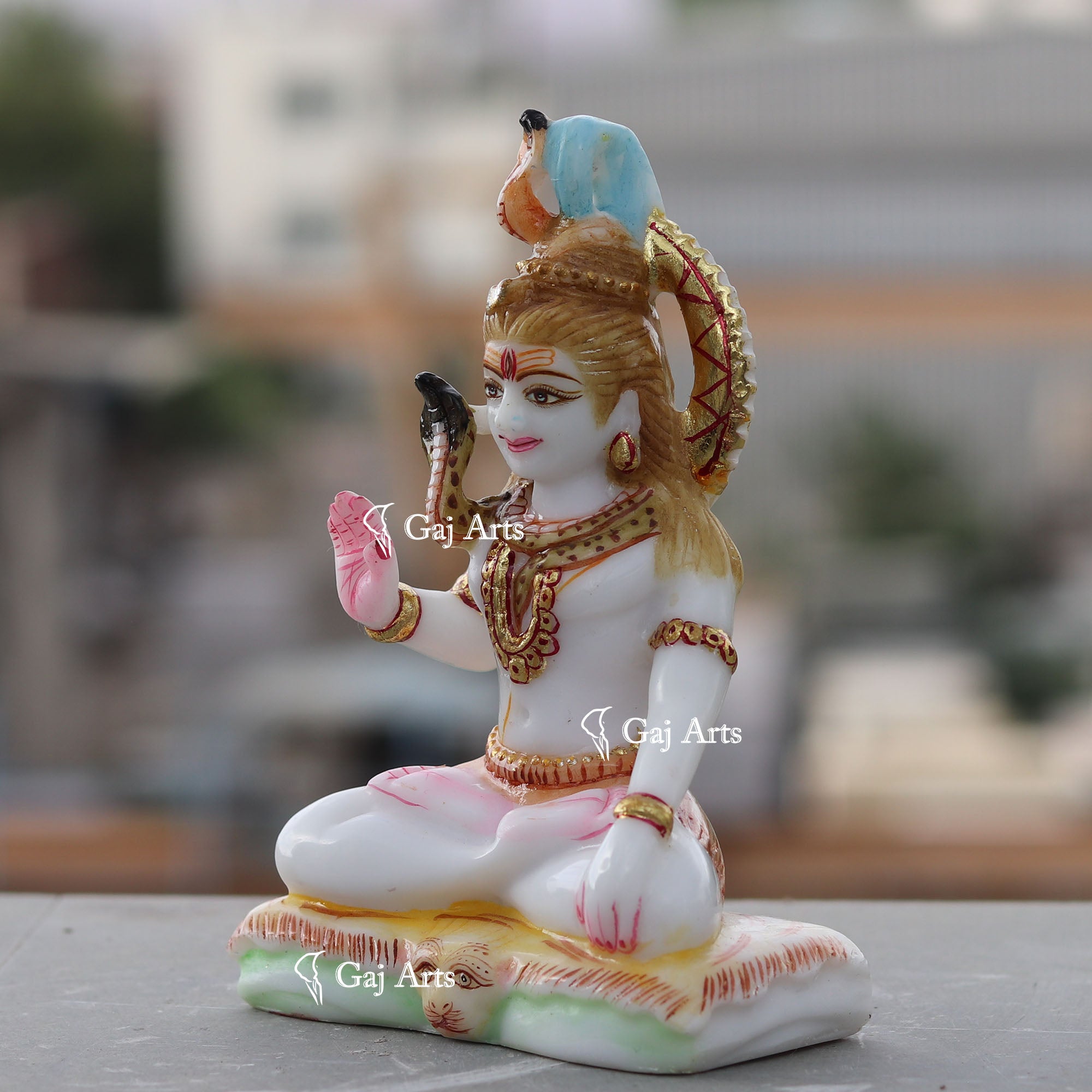White Ethiopia  Marble Lord Shiva Statue | 6 Inch