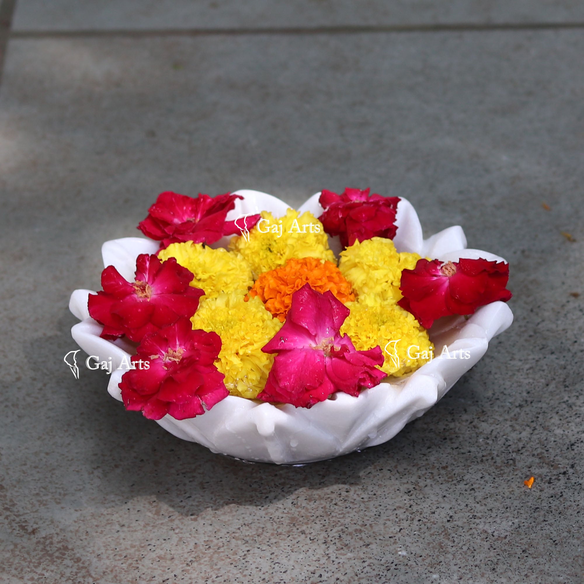 White Marble Refined Flower Bowl | 8 Inch