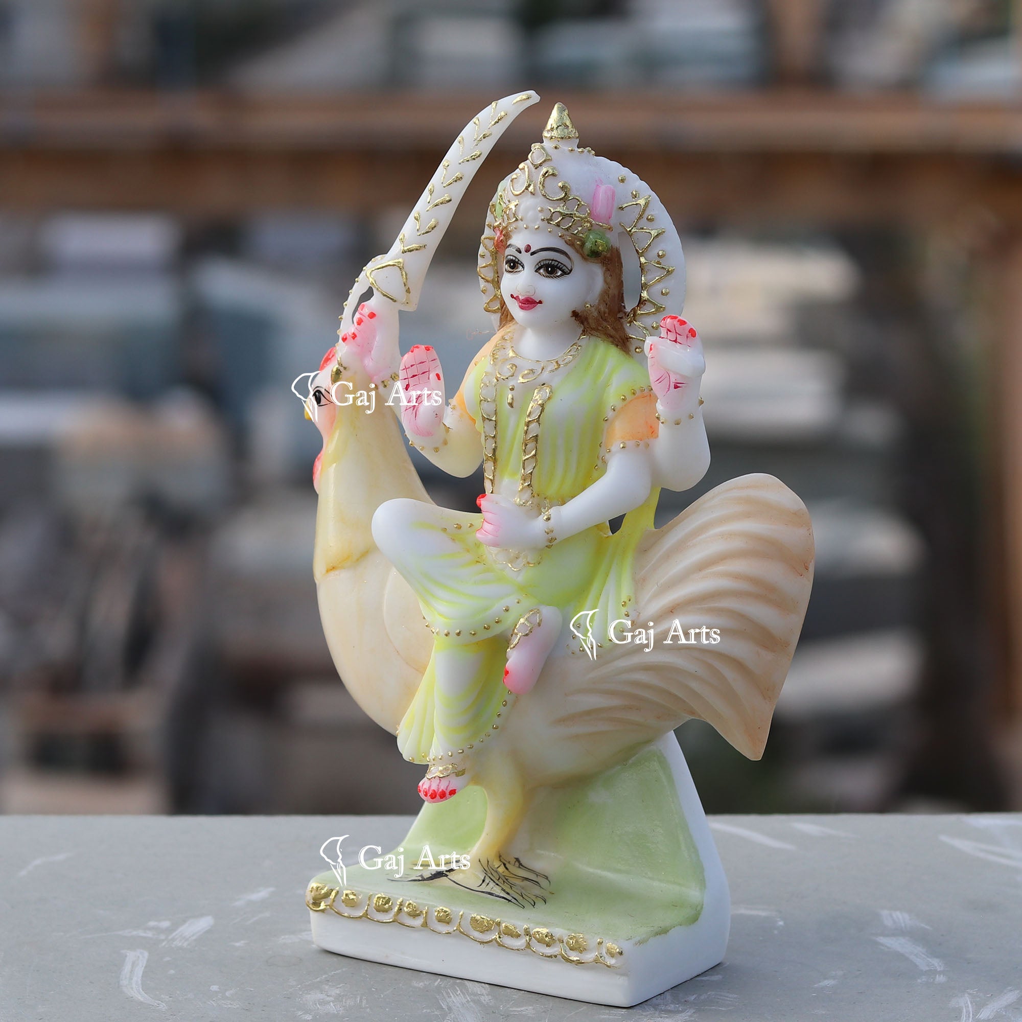 White Marble Bahu Charni Mata Idol | 9 Inch