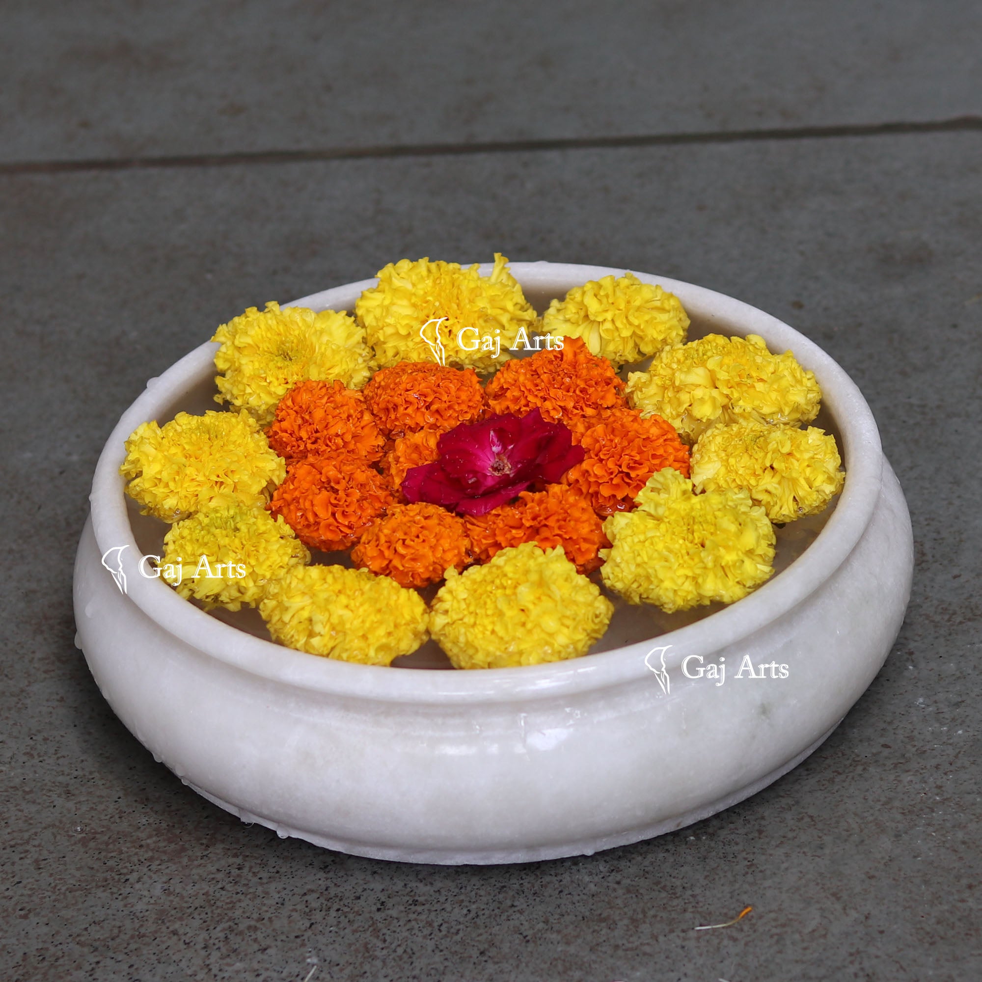 White Marble Flower Bowl | 10 Inch