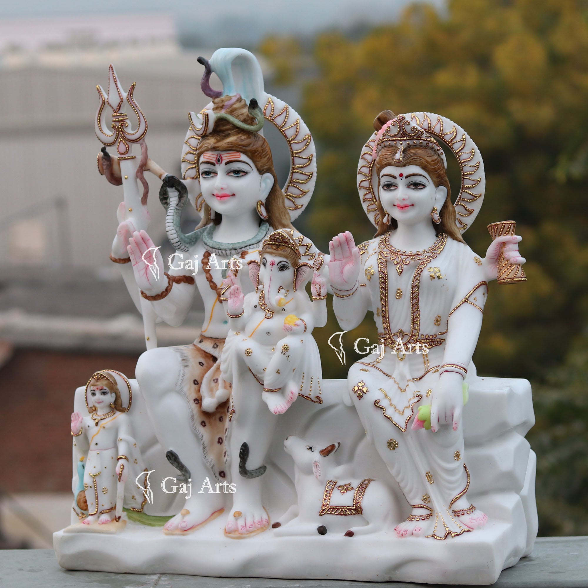 White Marble Ethiopia Shiv Parivar Idol | 24 Inch
