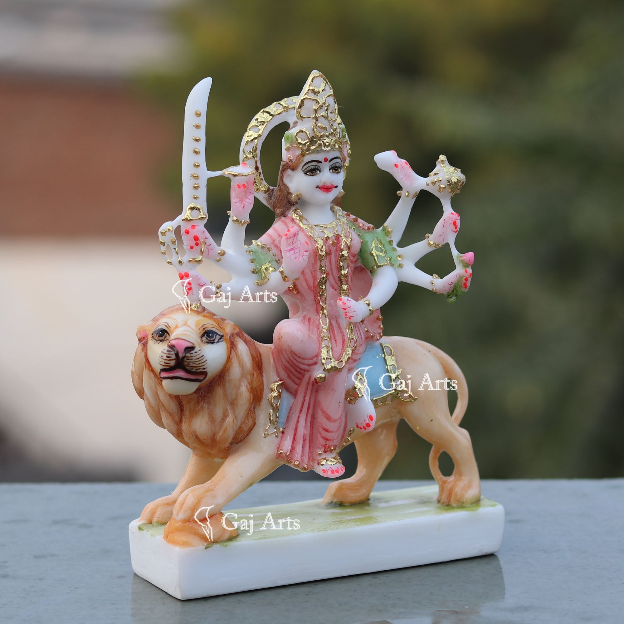 White Marble Durga Maa Idol | 7 Inch