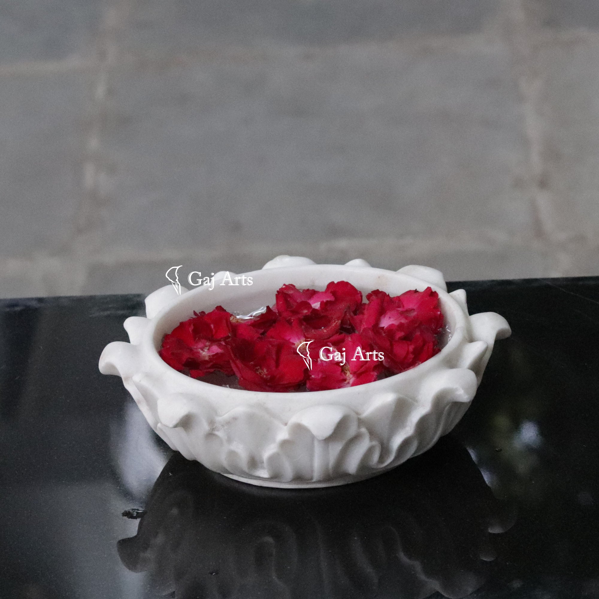 White Marble Decorative Petal Bowl | 9 Inch