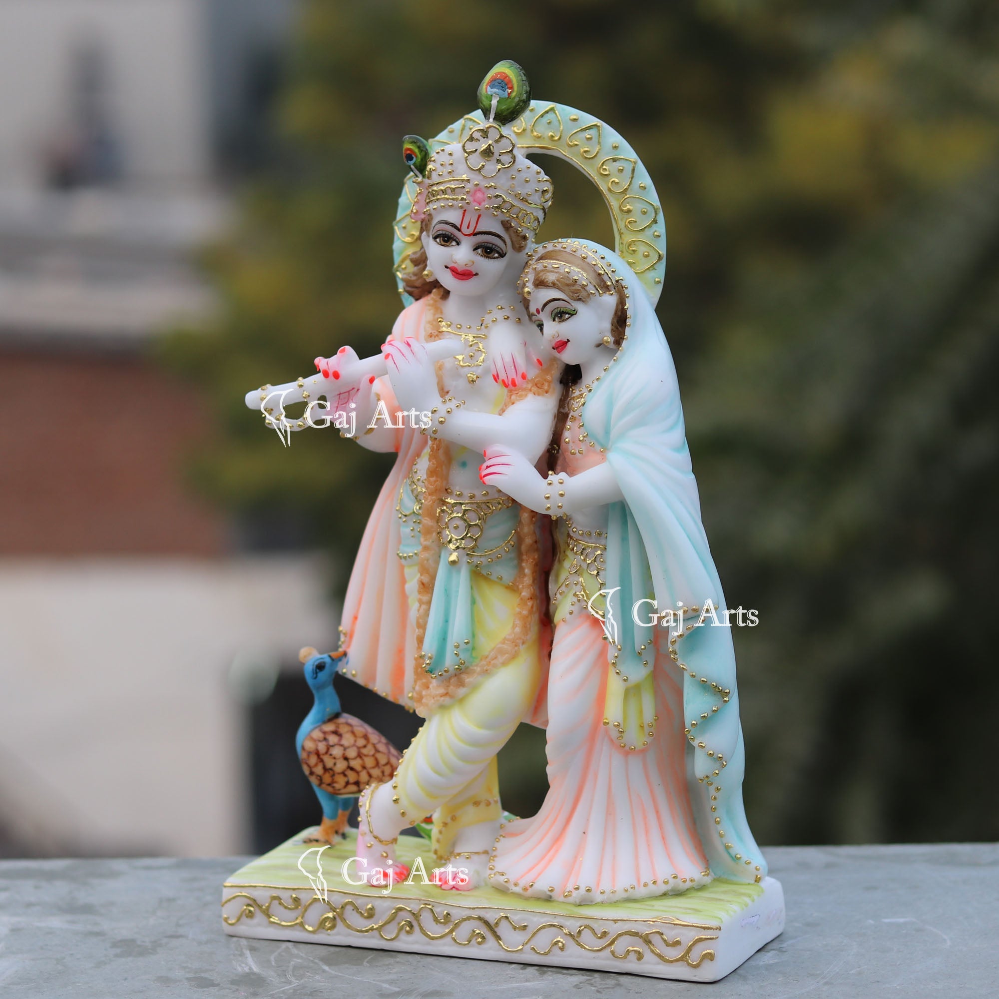 Radha Krishna Idol 12 Inch | White Marble