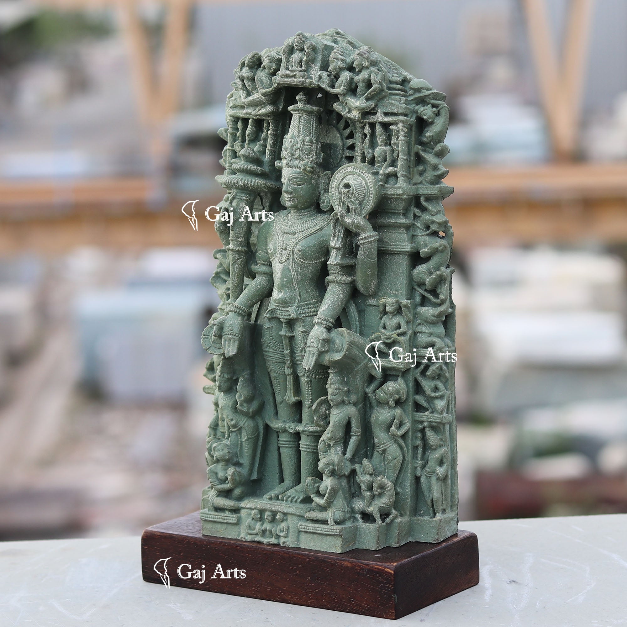 Natural  Green Quartz Vishnu Ji Murti | 12 Inch
