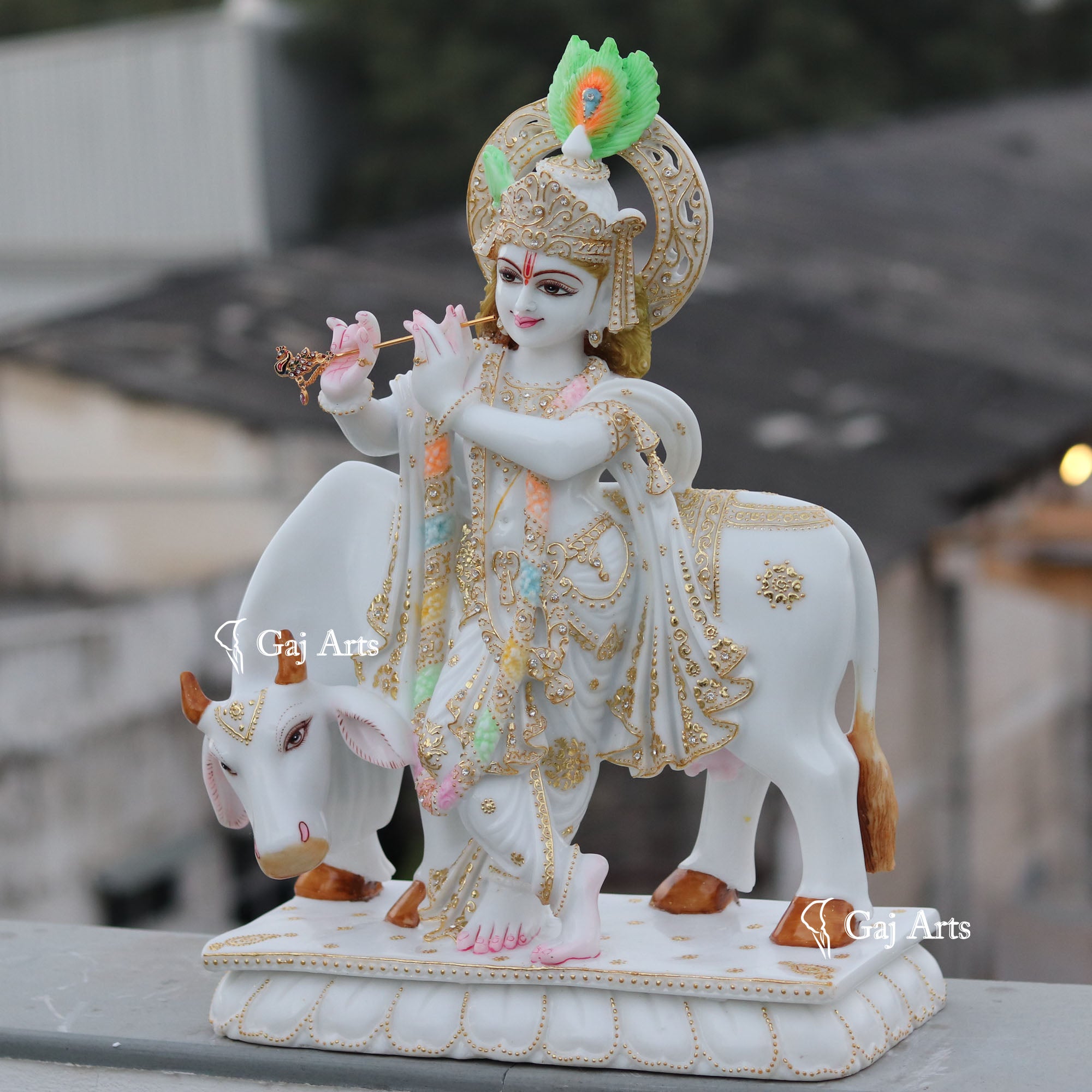 Super White Marble Ethiopia Go Gopal Murti | 24 Inch