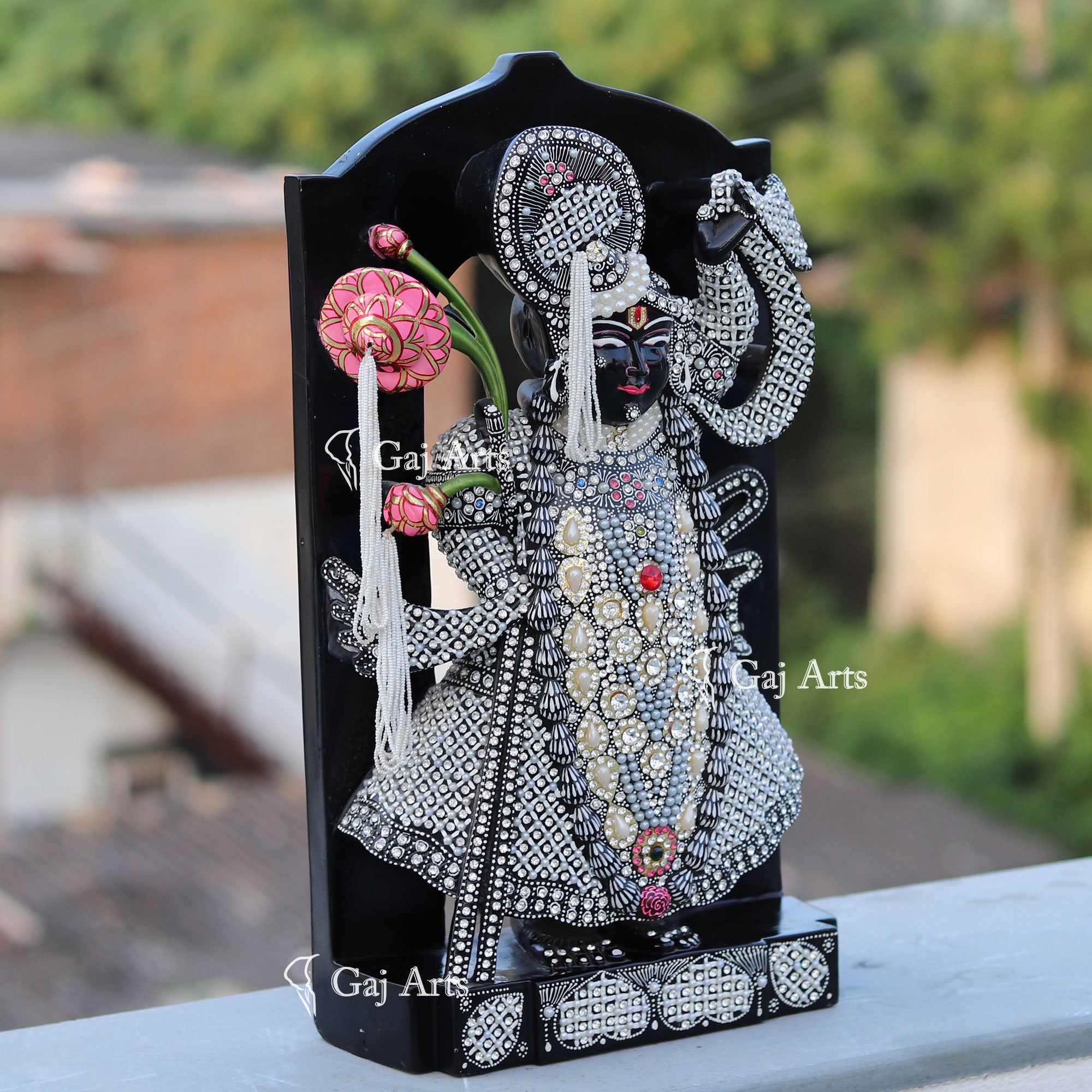 Black Marble Shreenath Ji Statue | 18 Inch