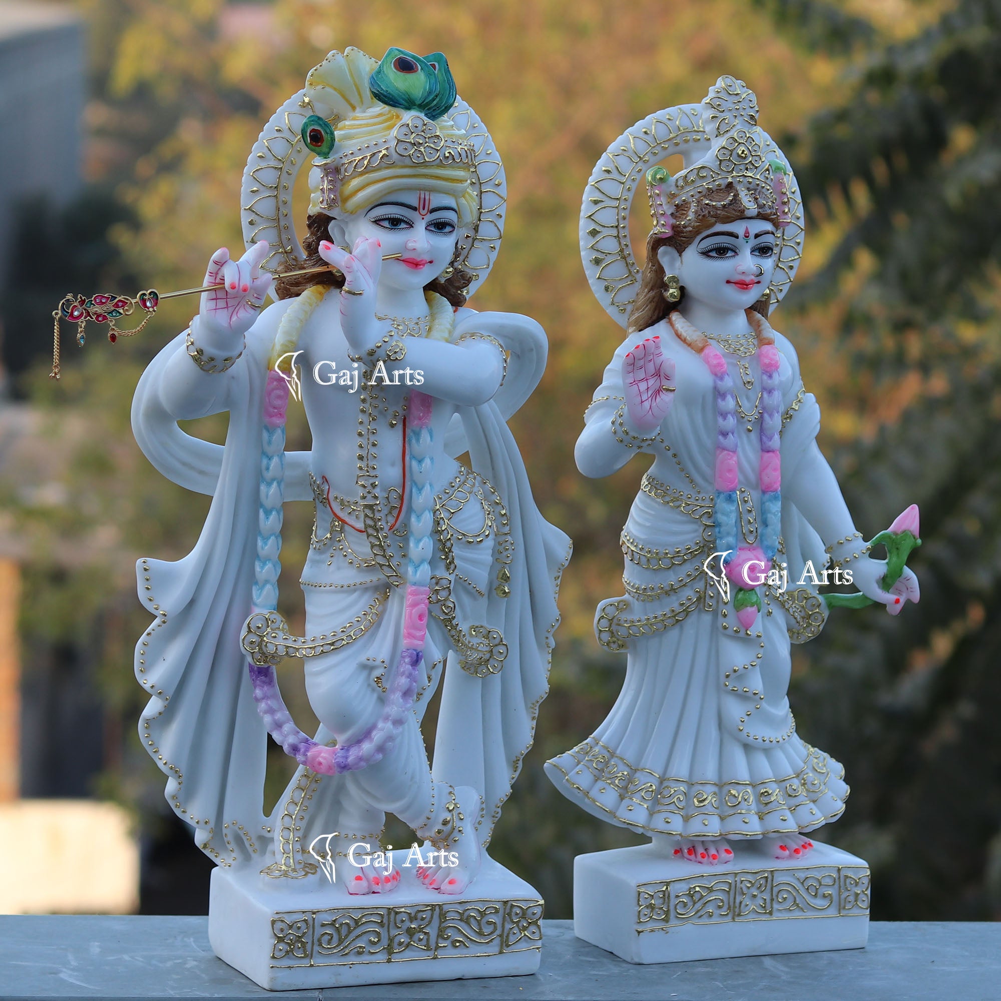White Marble Ethiopia Radha Krishna Idol | 24 Inch