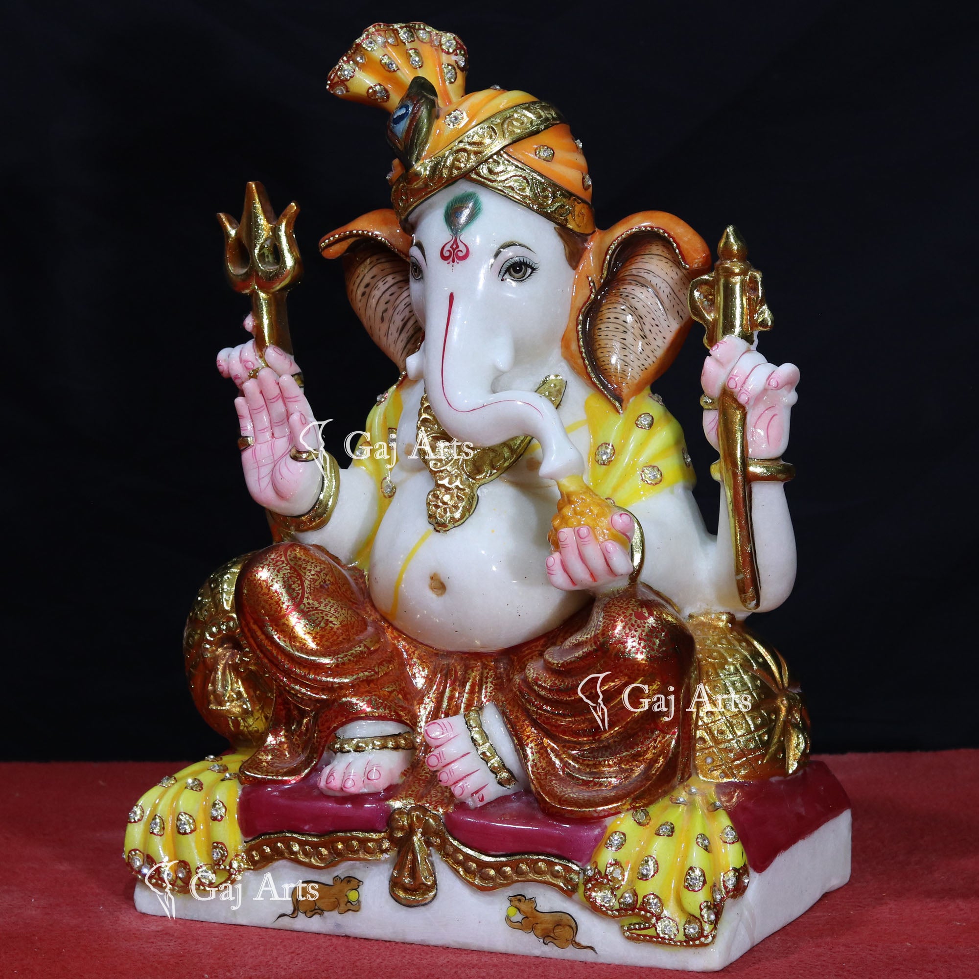White Makrana Marble Ganesh Murti | 18 Inch