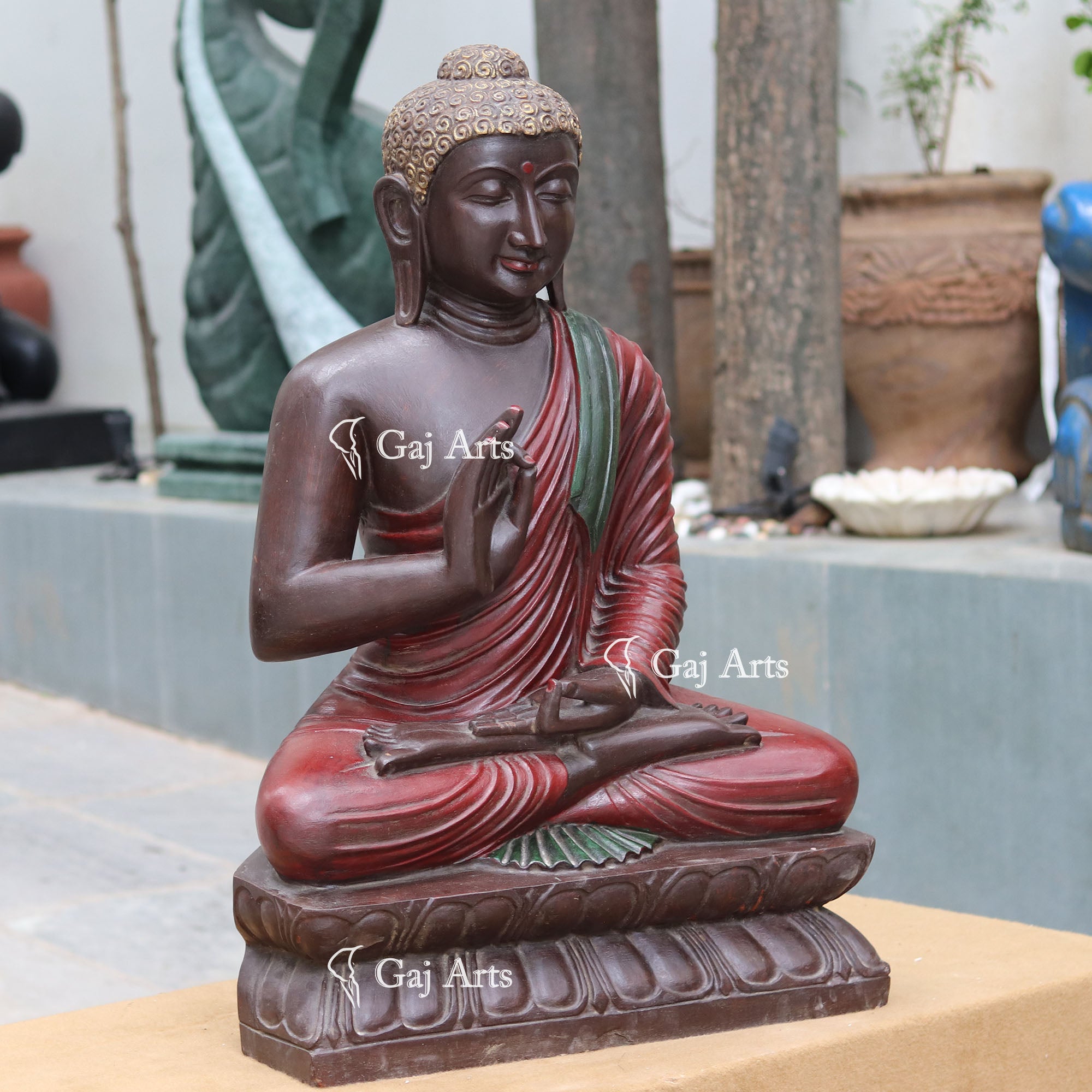 Sandstone Sitting Buddha Statue | 36 Inch