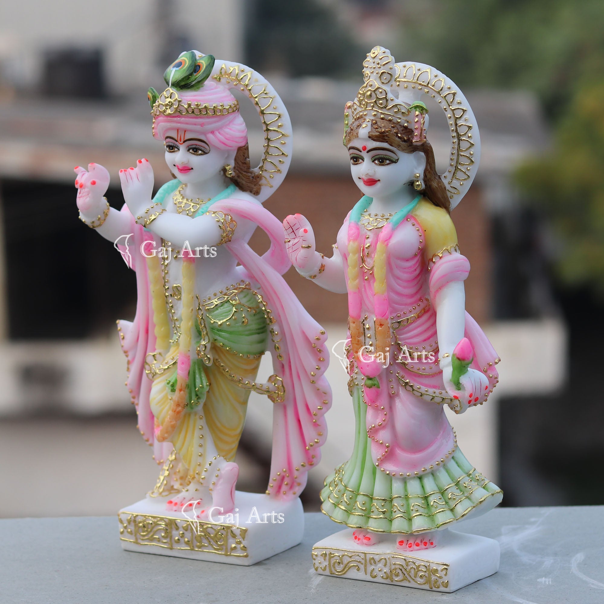 White Marble Radha Krishna Idol | 12 Inch