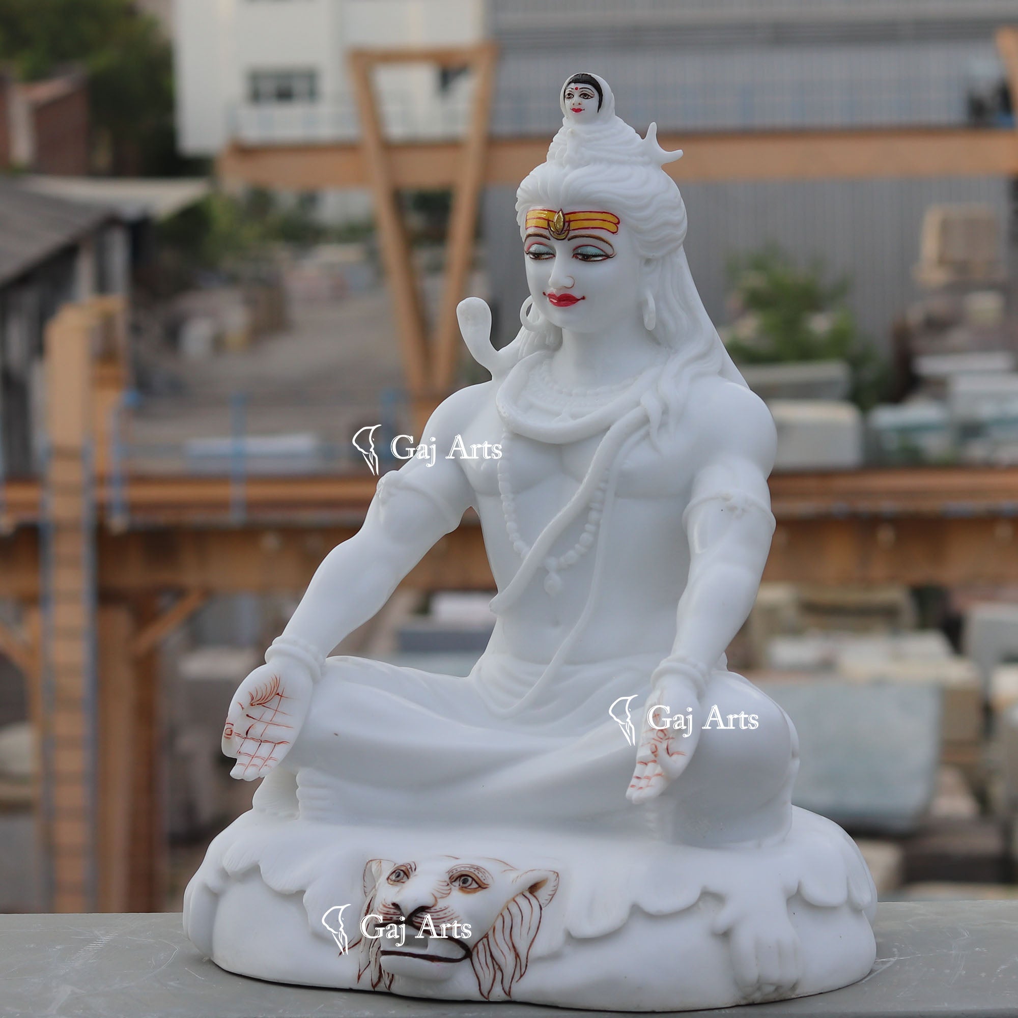 White Marble Ethiopia Shiva Statue | 18 Inch