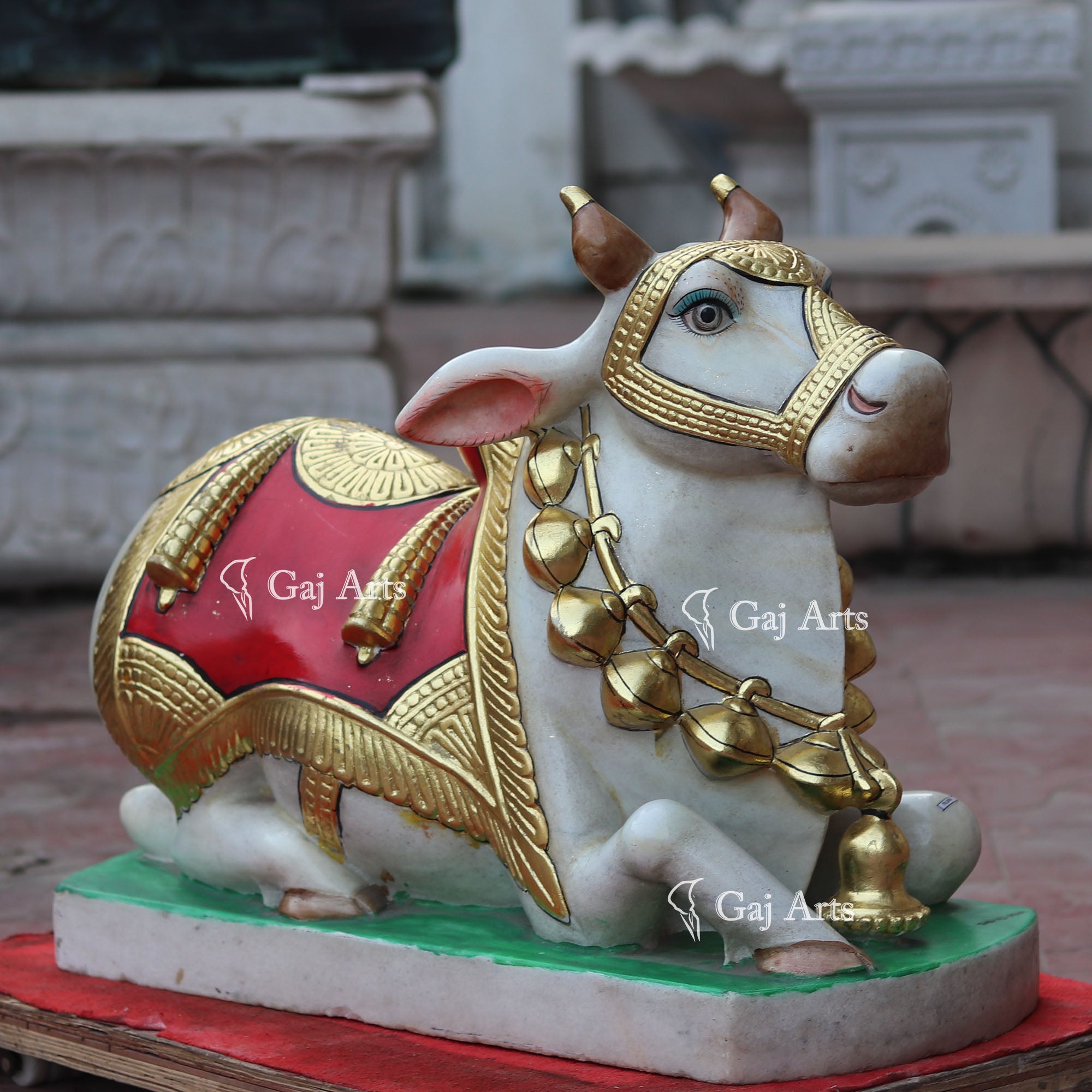 White Marble Nandi Idol | 27 Inch