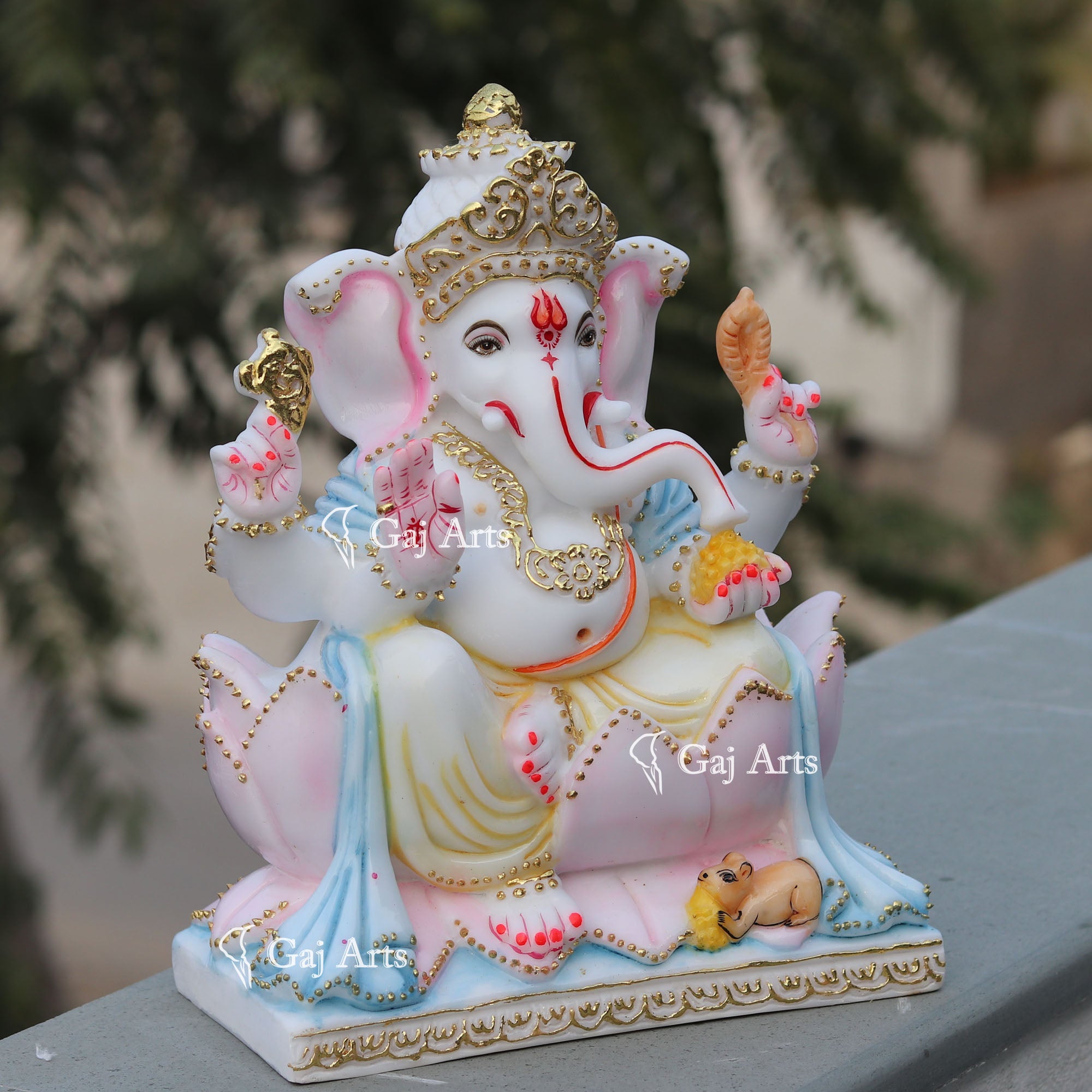 Ganpati Idol on Lotus | 12 Inch