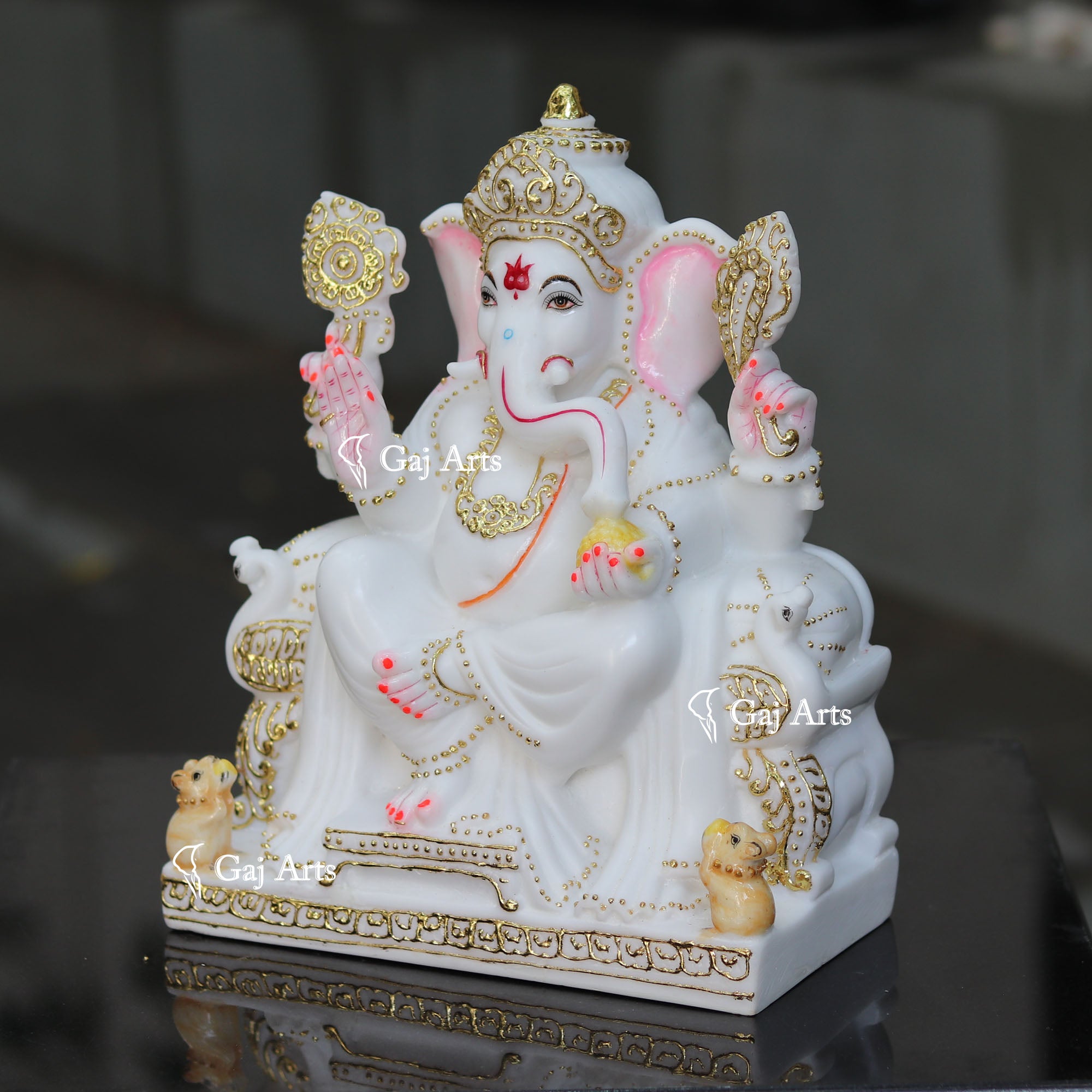 White Marble Ganesh Idol | 12 Inch