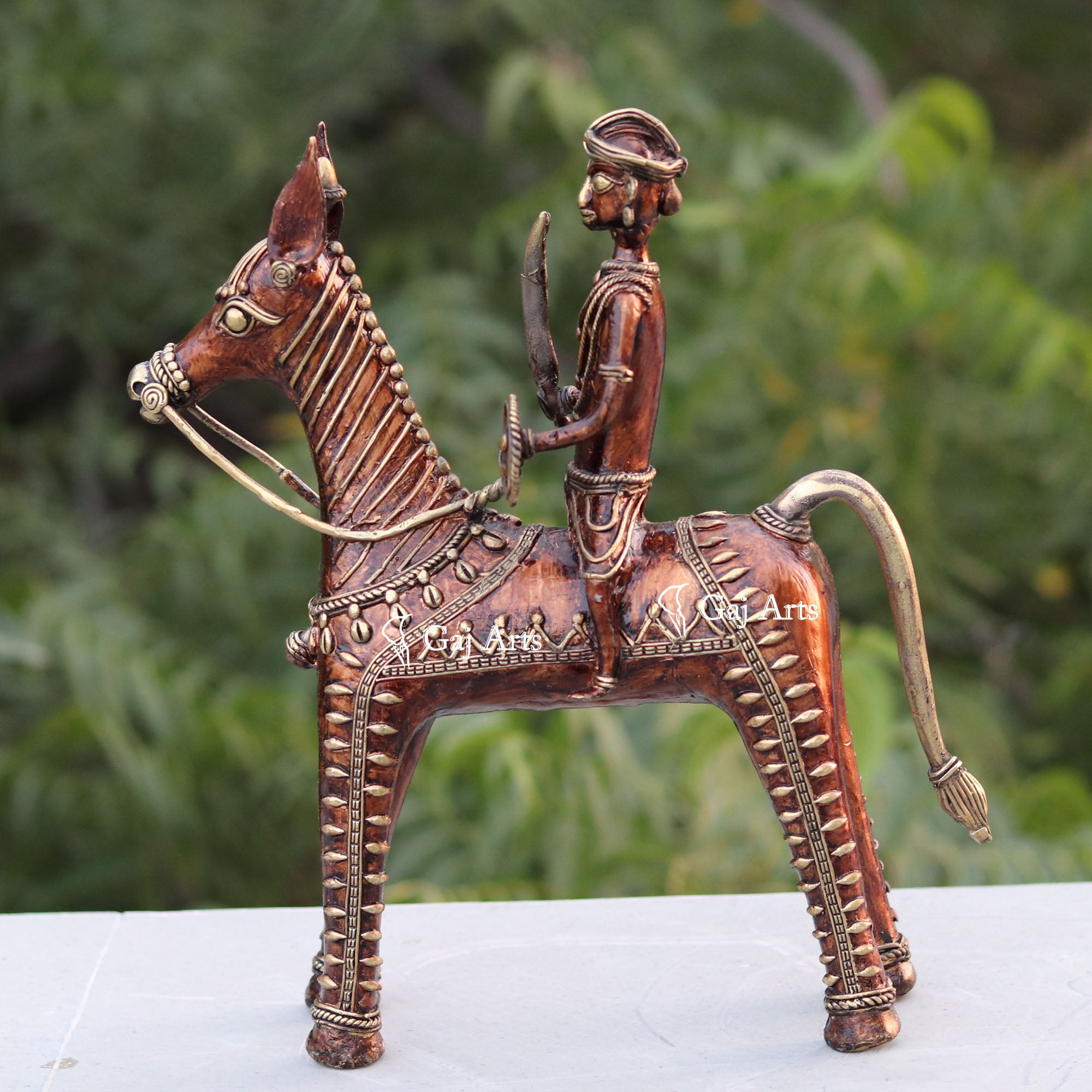 Dhokra Art Horse Riding 11"