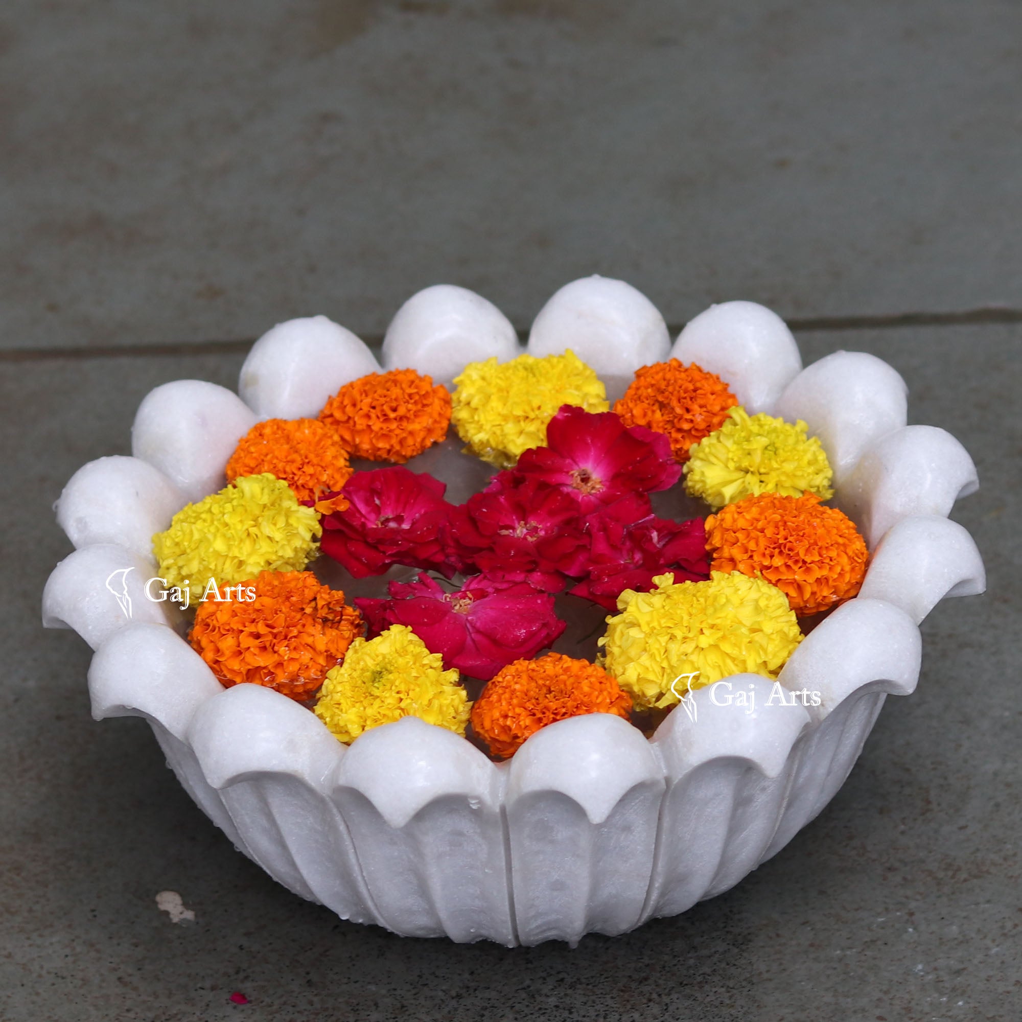 White Marble Flower Bowl | 12 Inch