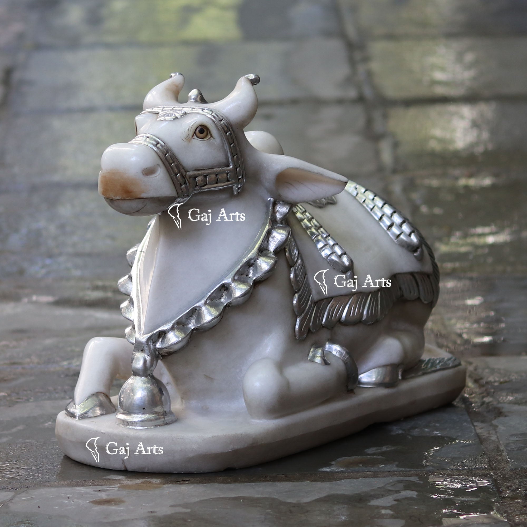 Makrana Marble Nandi Idol | 18 Inch