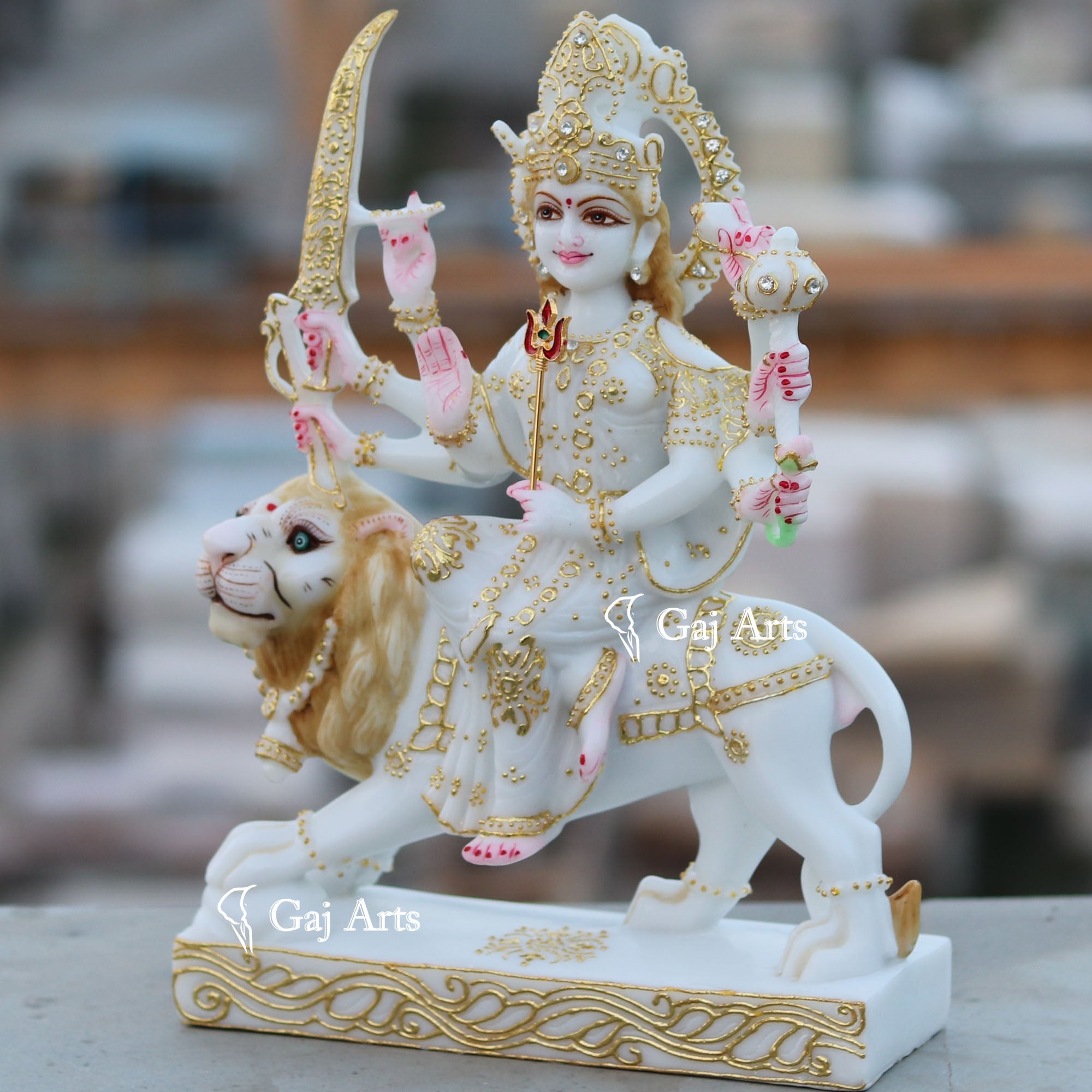 White Marble Durga Maa Idol | 12 Inch