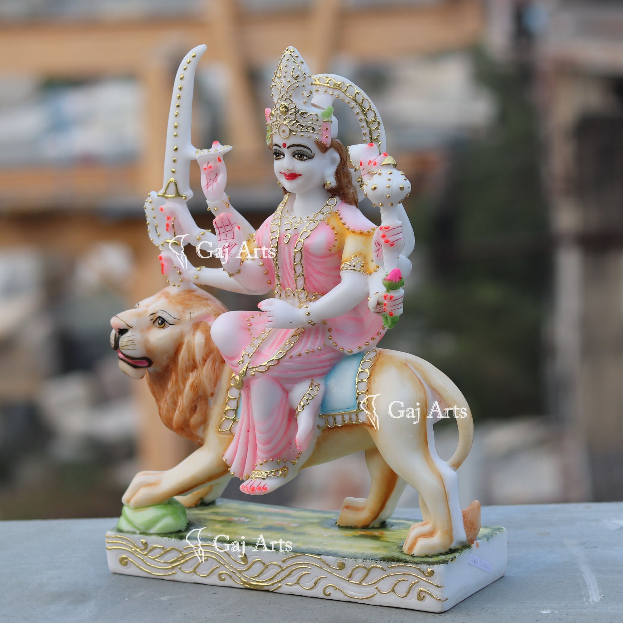 White Marble Durga Mata Statue | 12 Inch