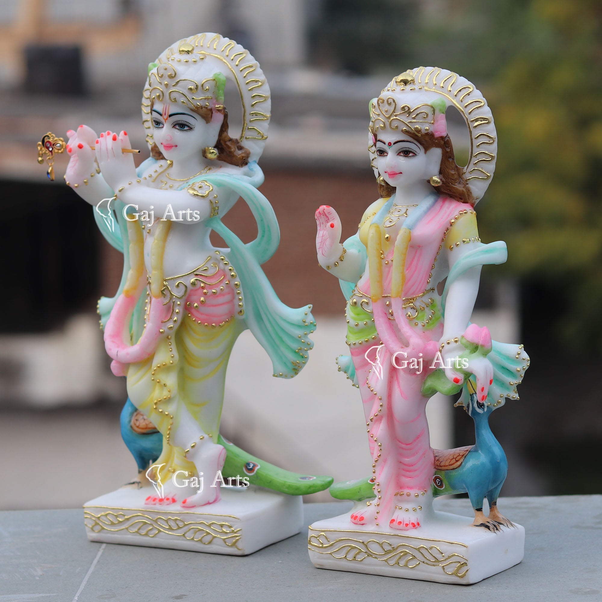 White Marble Radha Krishna Idol | 12 Inch