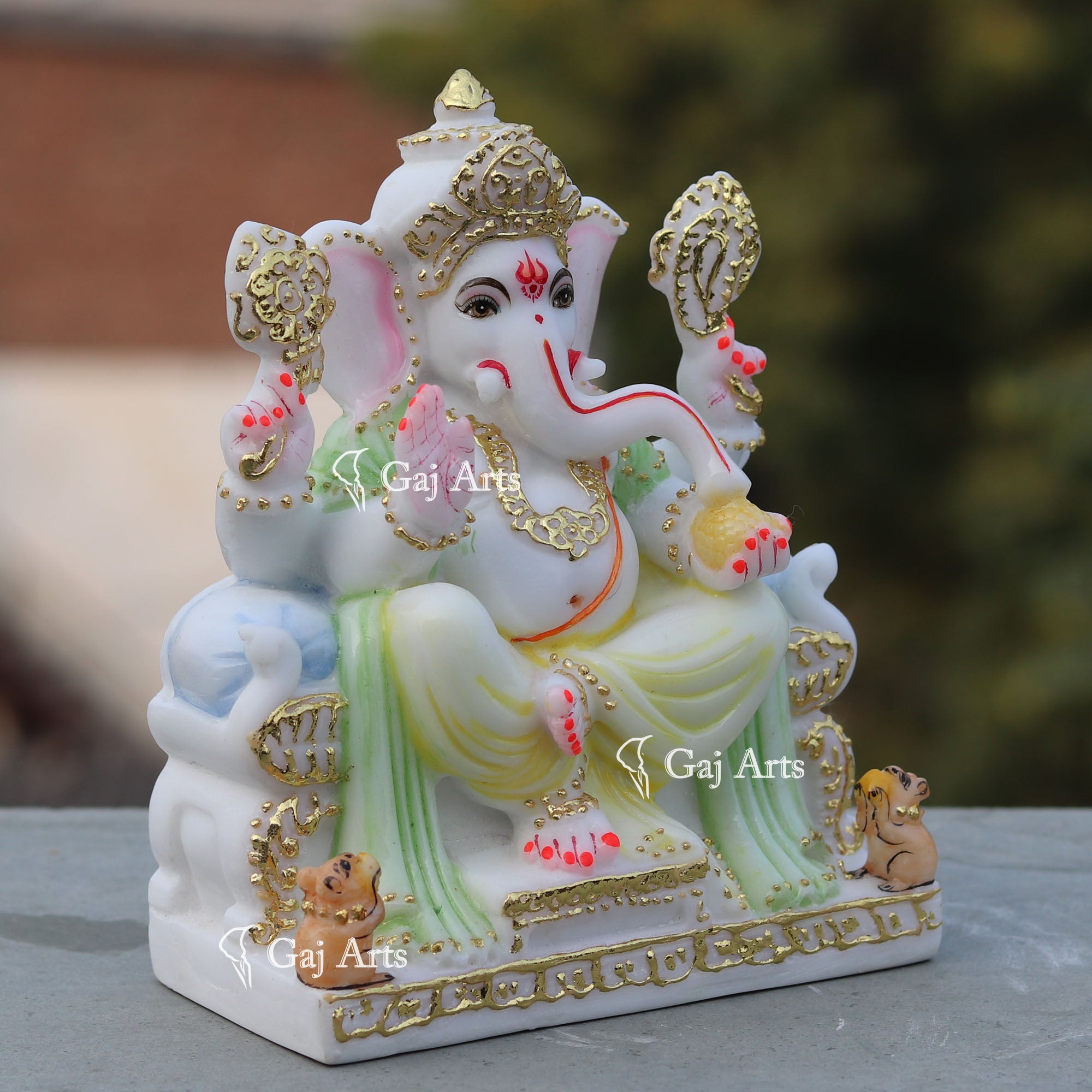 White Marble Ganesh Murti | 7 Inch