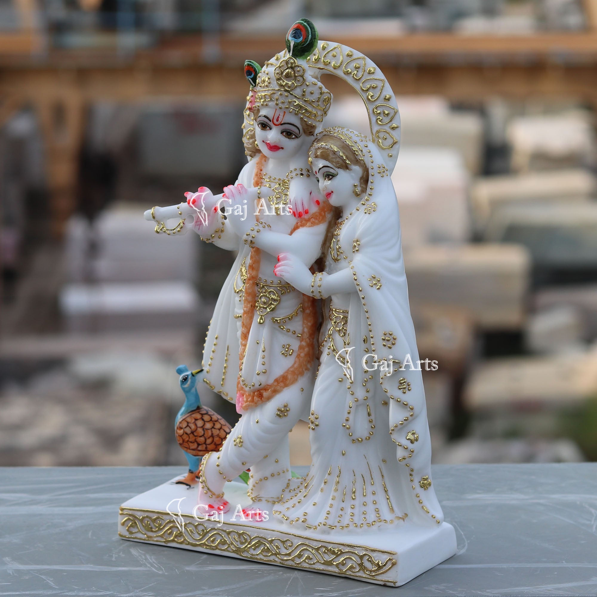White Marble Radha Krishna Jodi | 12 Inch