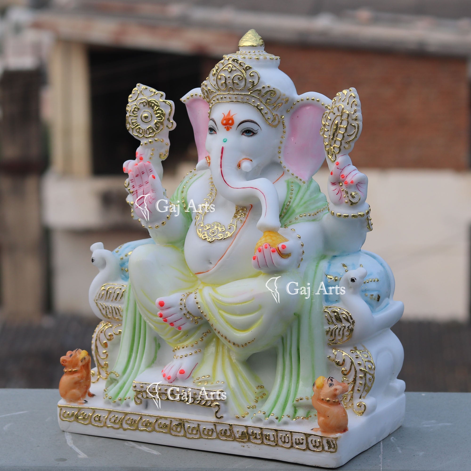 White Marble Ethiopia Ganesh Idol | 15 Inch