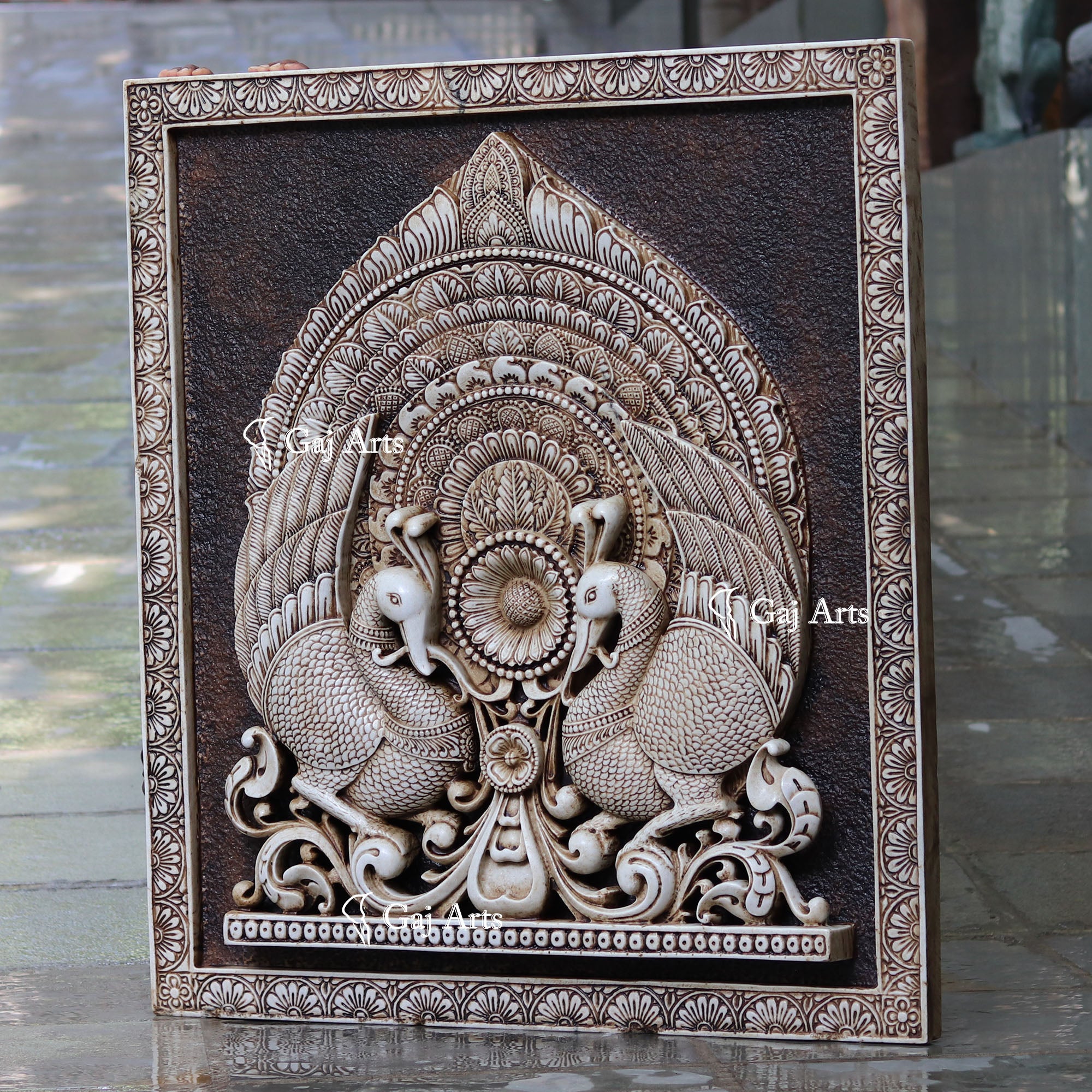 Antique Finish  Peacock  Wall Panel | 48 Inch