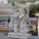 White Marble Ethiopia Radha Krishna Jodi Idol | 27 Inch