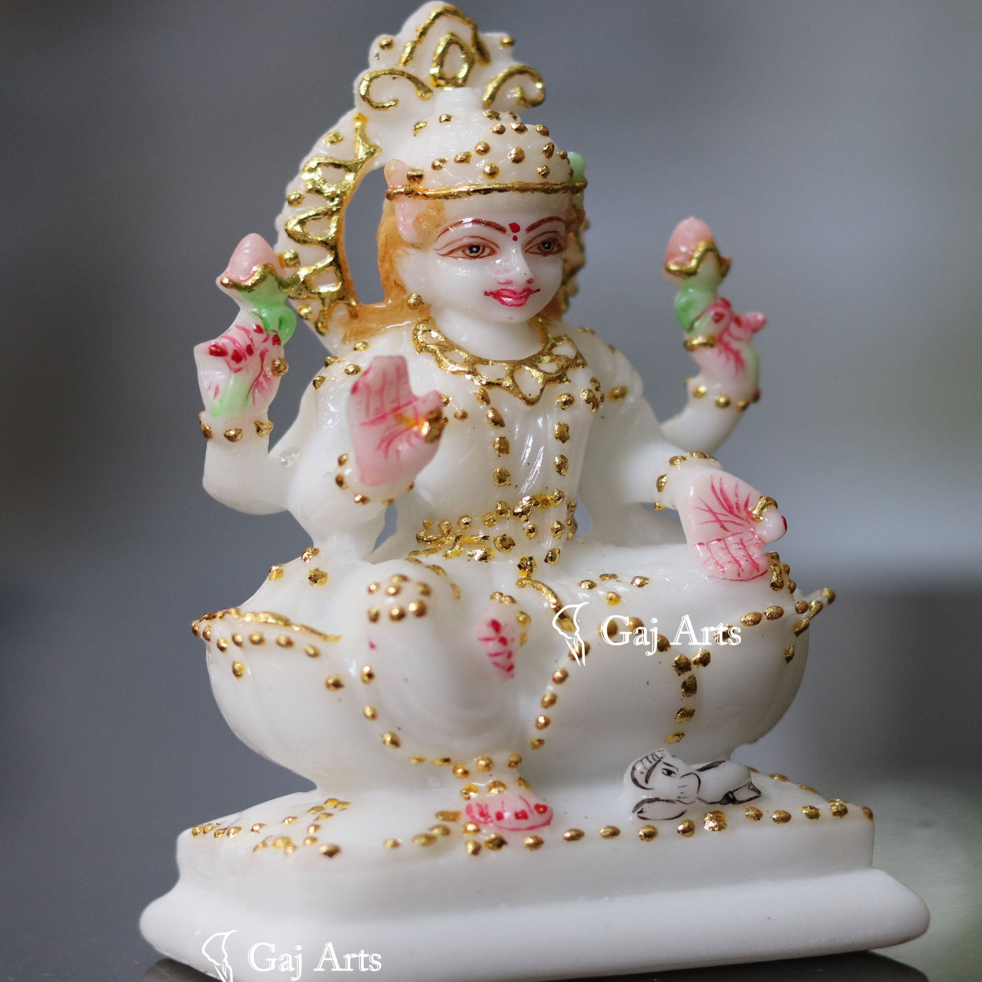 White Marble Lakshmi Mata Idol | 4 Inch