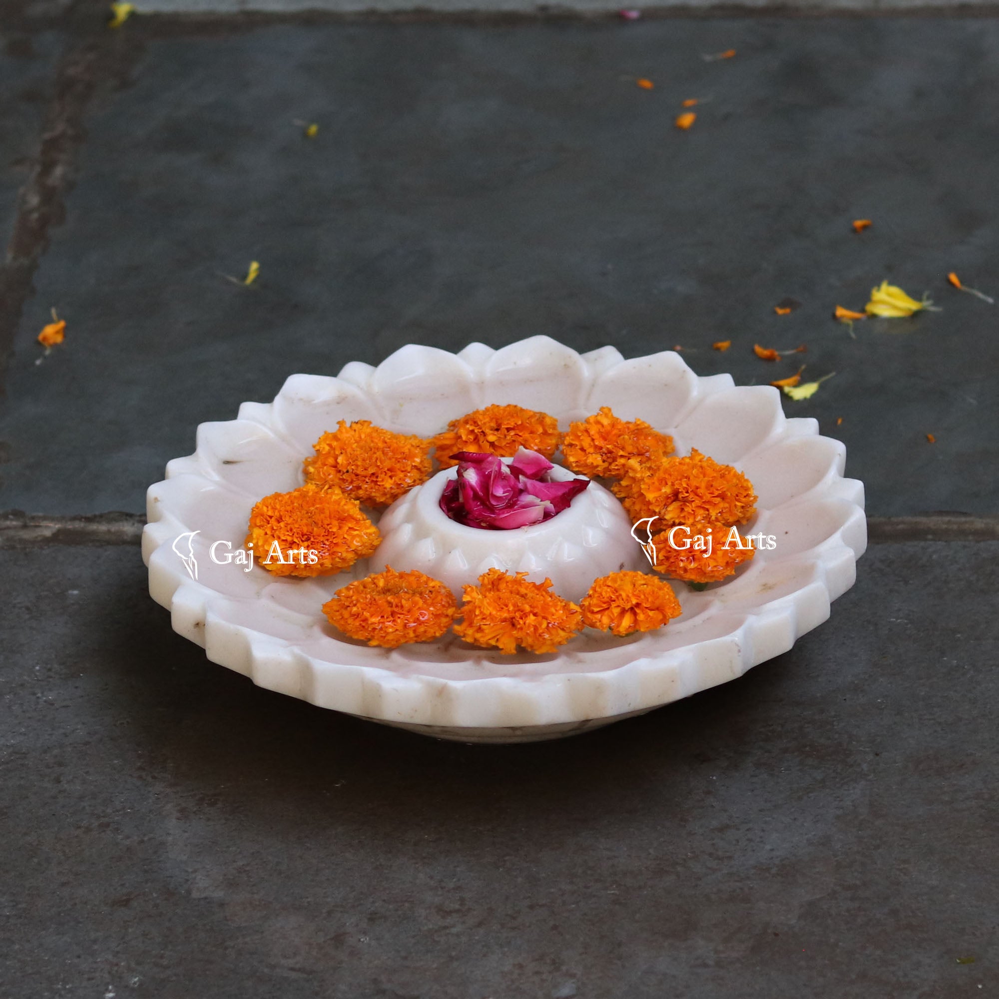 White Marble Flower Bowl | 12 Inch