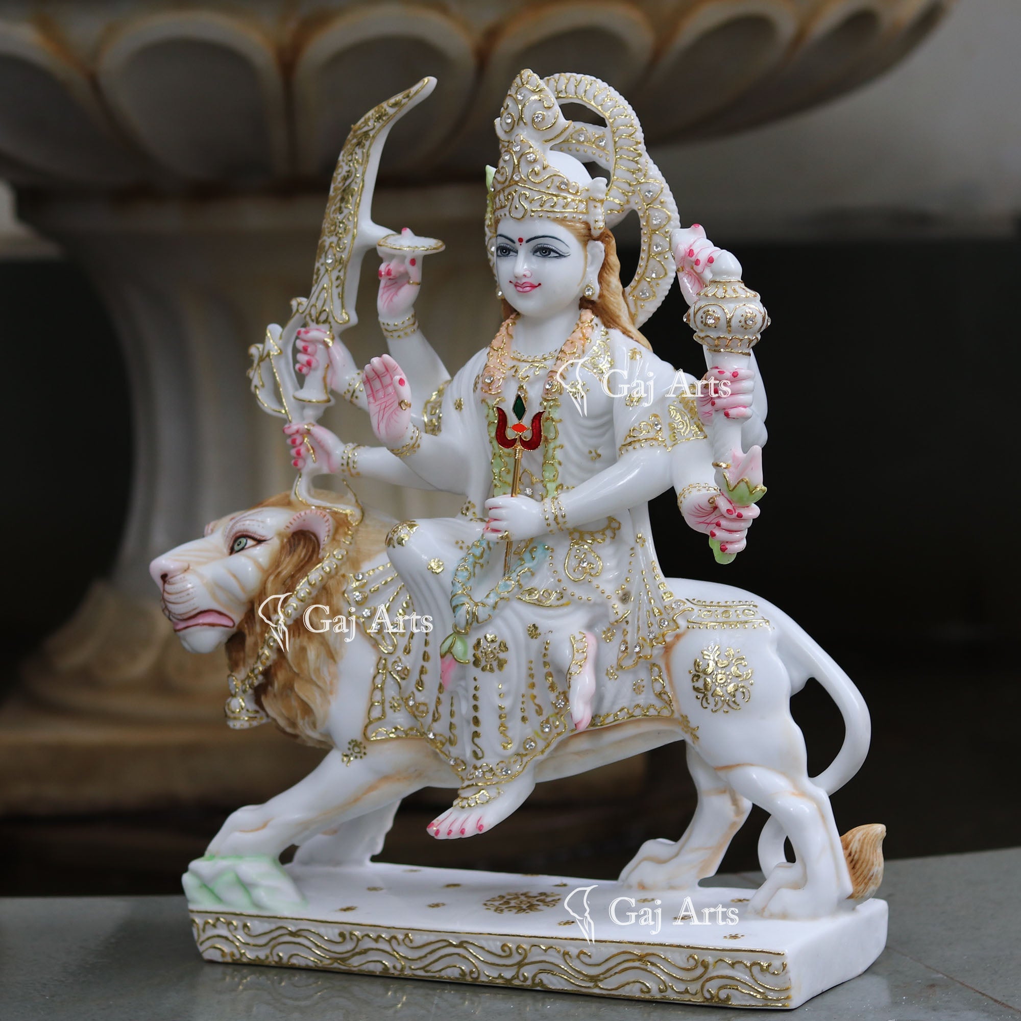 White Marble Durga Mata Idol | 18 Inch
