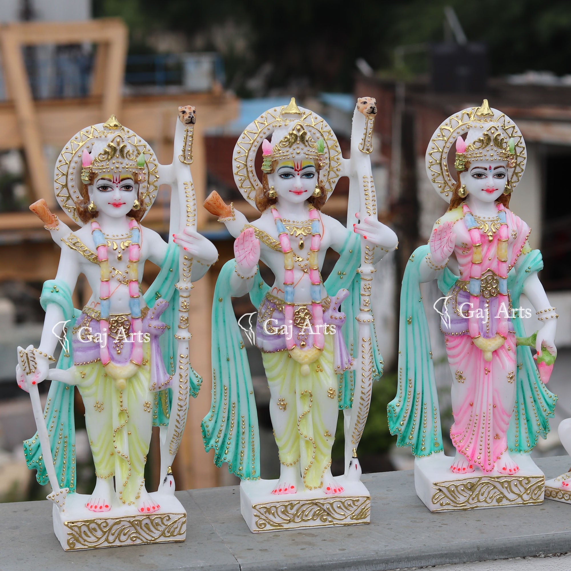 White Marble Ram Jodi Idol | 15 Inch