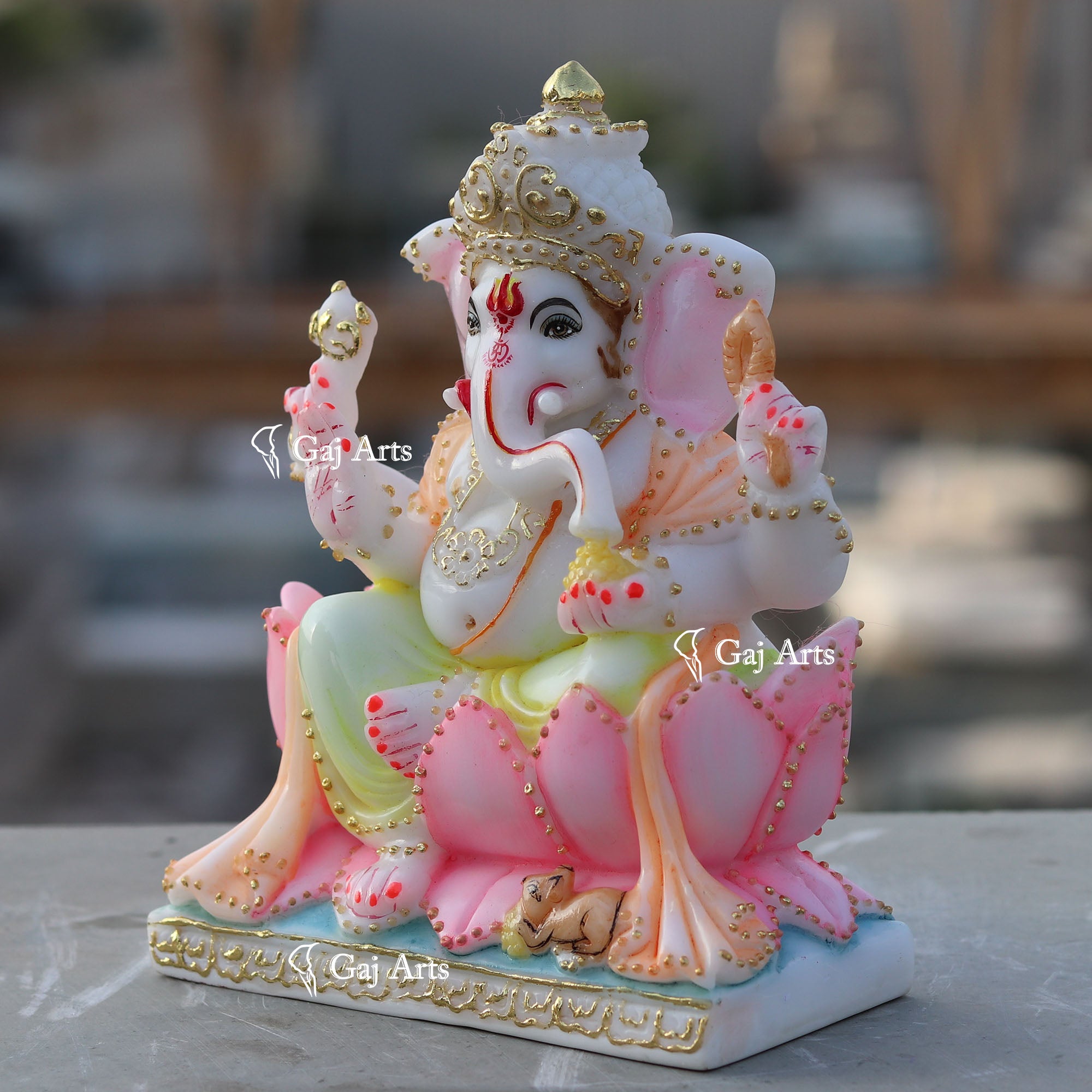 White Marble  Ethiopia Ganesh Murti | 7Inch